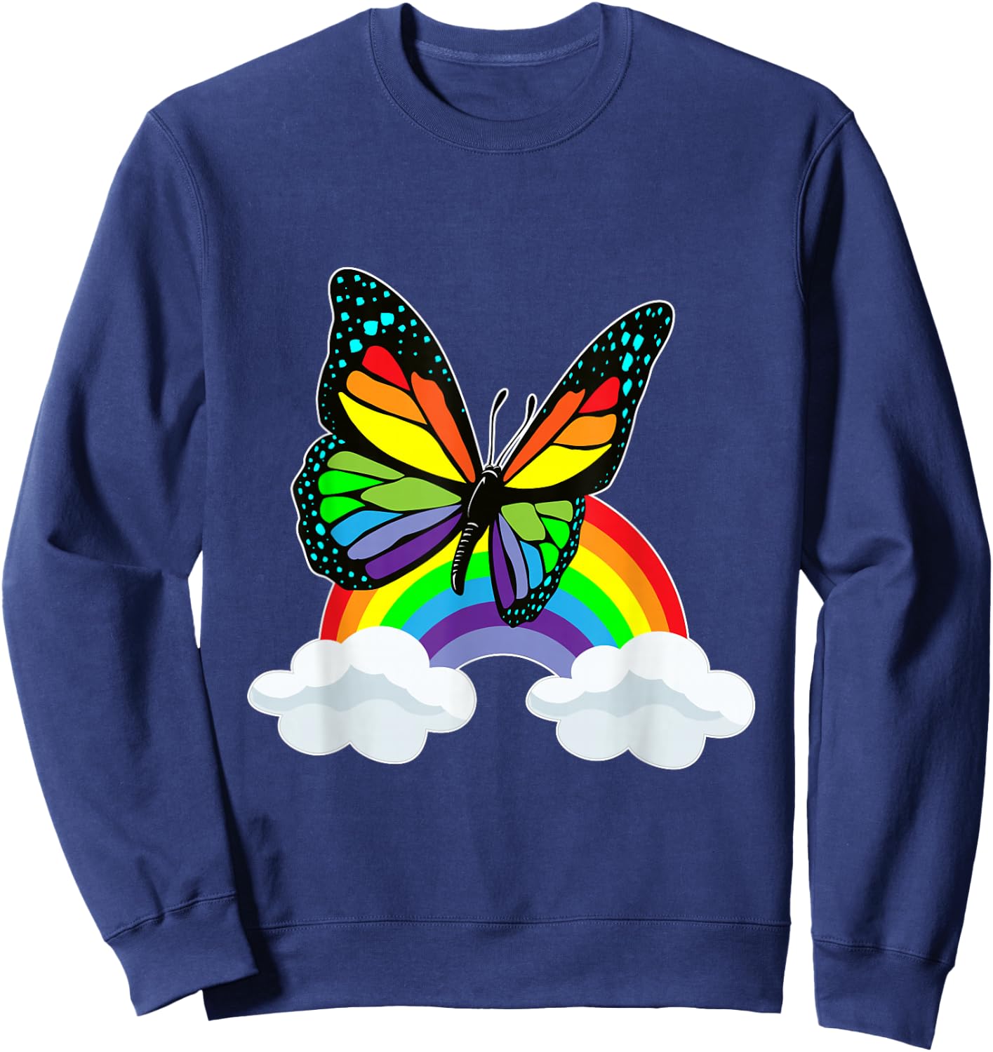 Butterfly Rainbow Clouds Sweatshirt - Sweatshirt | Navy