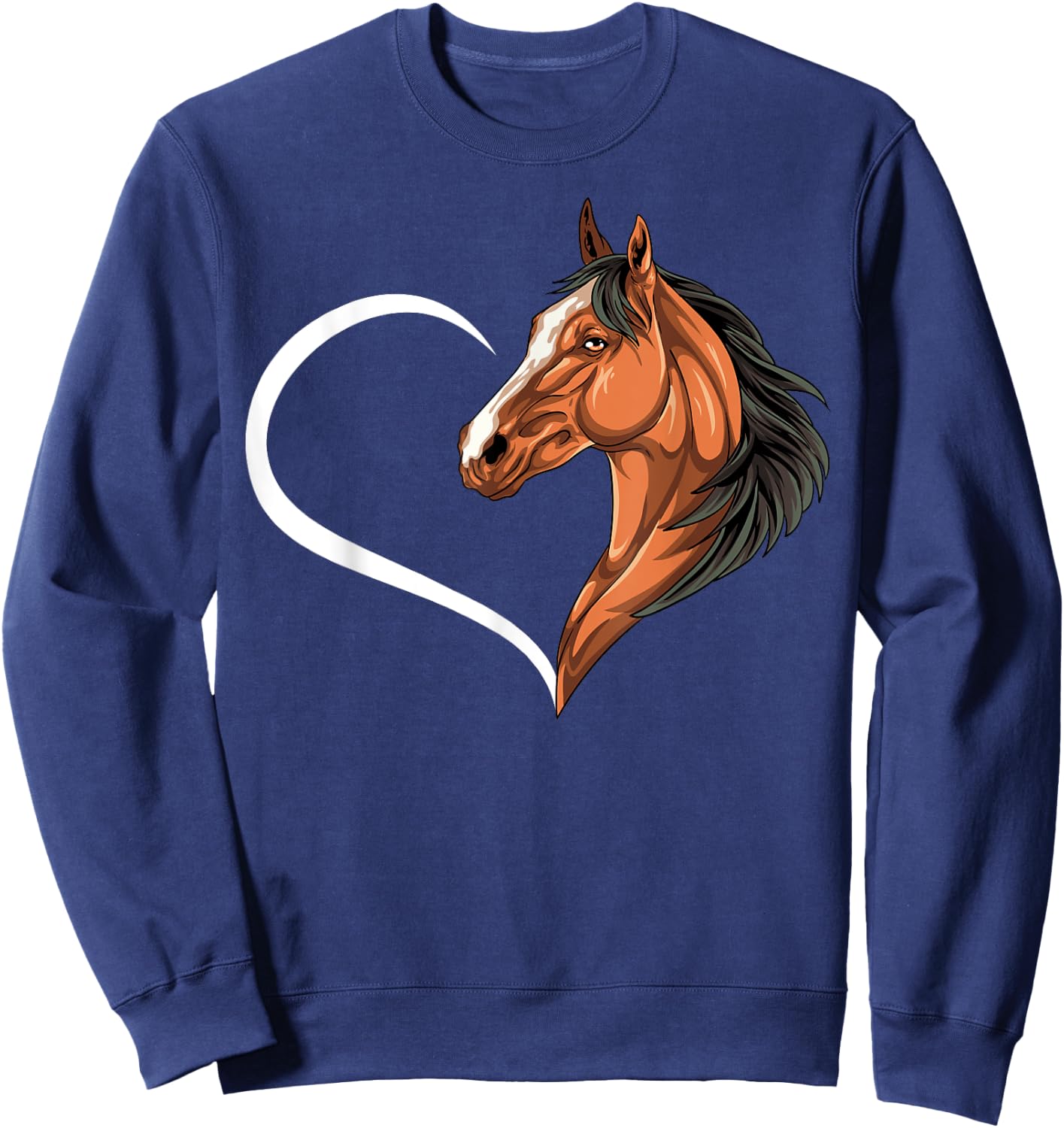 Horse Shirts Girls Kids Heart Cute Horse Sweatshirt - Sweatshirt | Navy