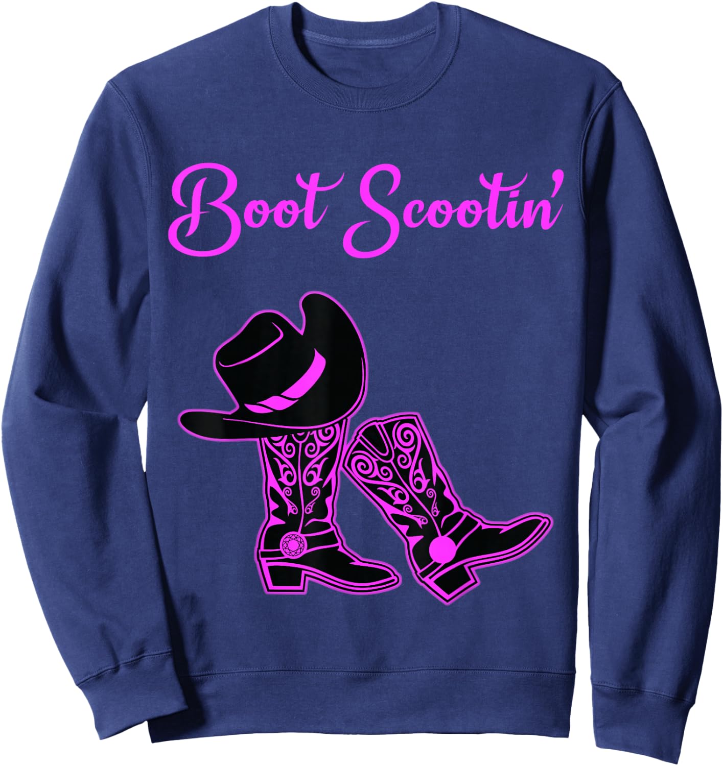 Line Dancing Boot Scootin Cowgirl Hat Sweatshirt - Sweatshirt | Navy