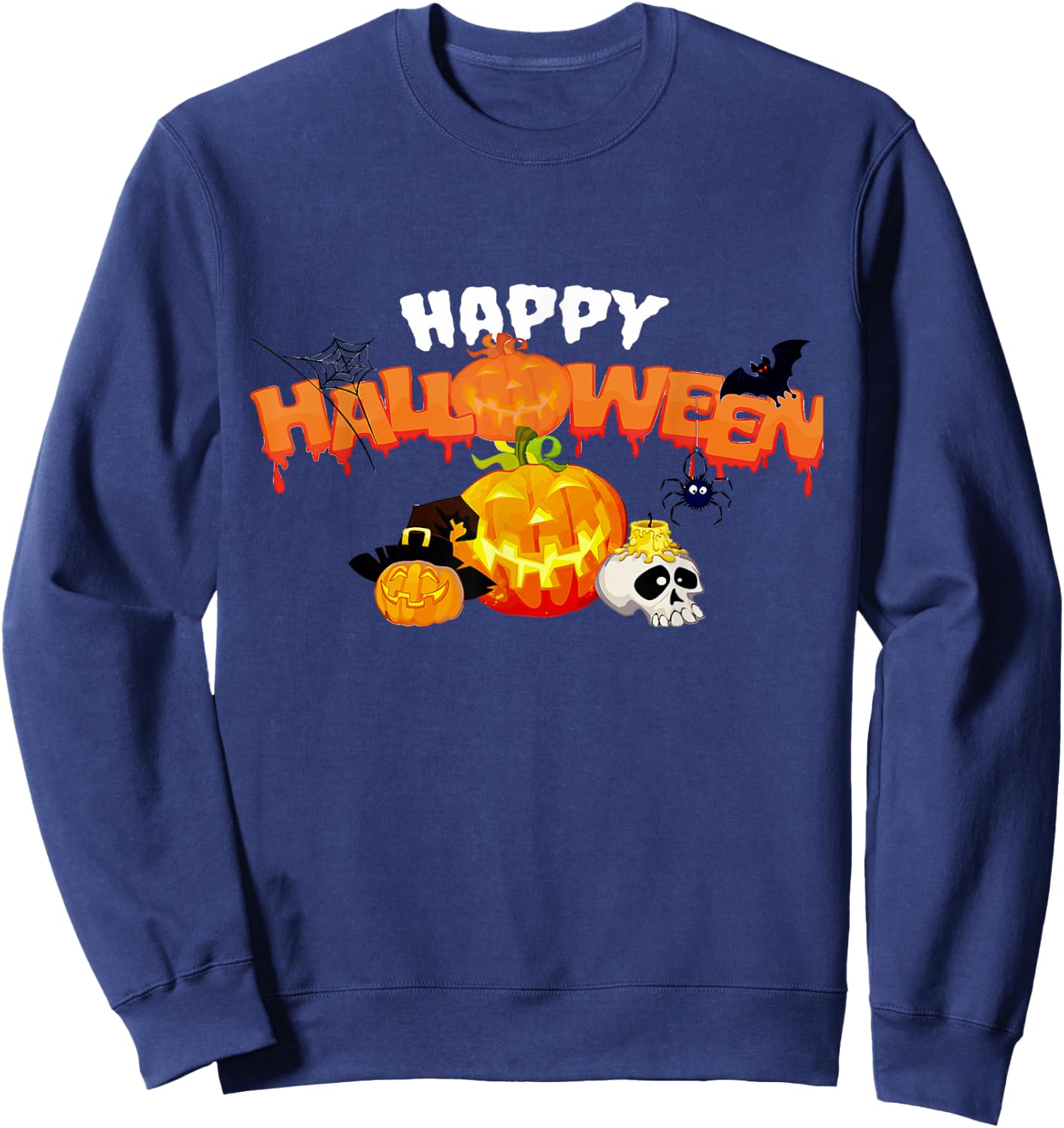 Trick Or Treat Halloween Funny Pumpkin Happy Halloween 2024 Sweatshirt - Sweatshirt | Navy