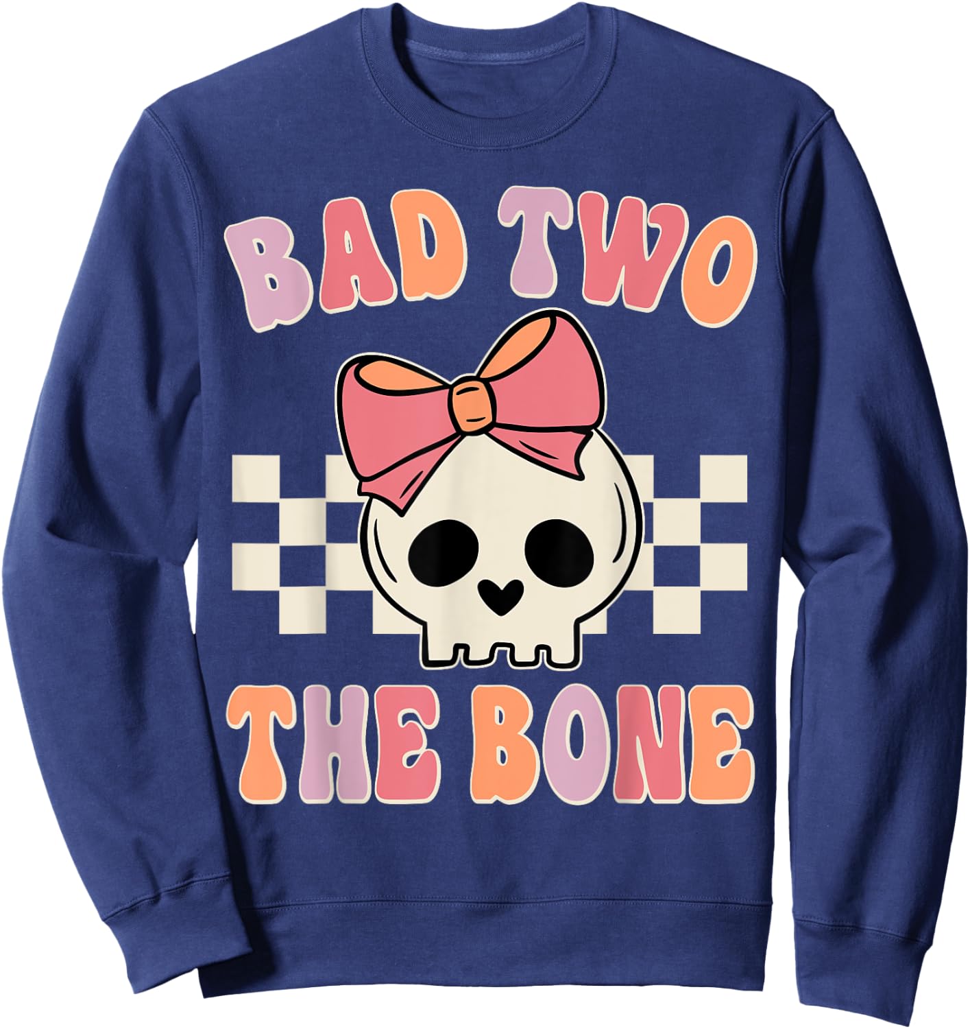 Bad Two the Bone 2nd Birthday 2 Years Old Kid Girl Sweatshirt - Sweatshirt | Navy
