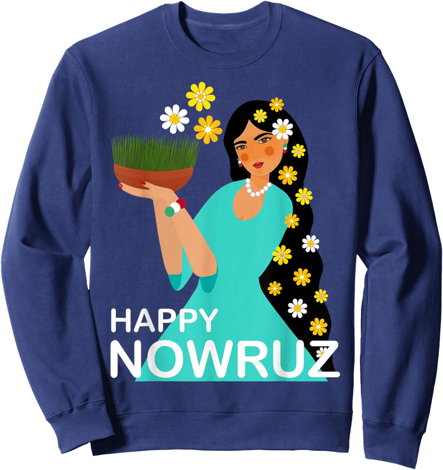 Nowruz Persian New Year Happy Nowrouz Spring Sabzeh Nowruz , gray Sweatshirt - Sweatshirt | Navy