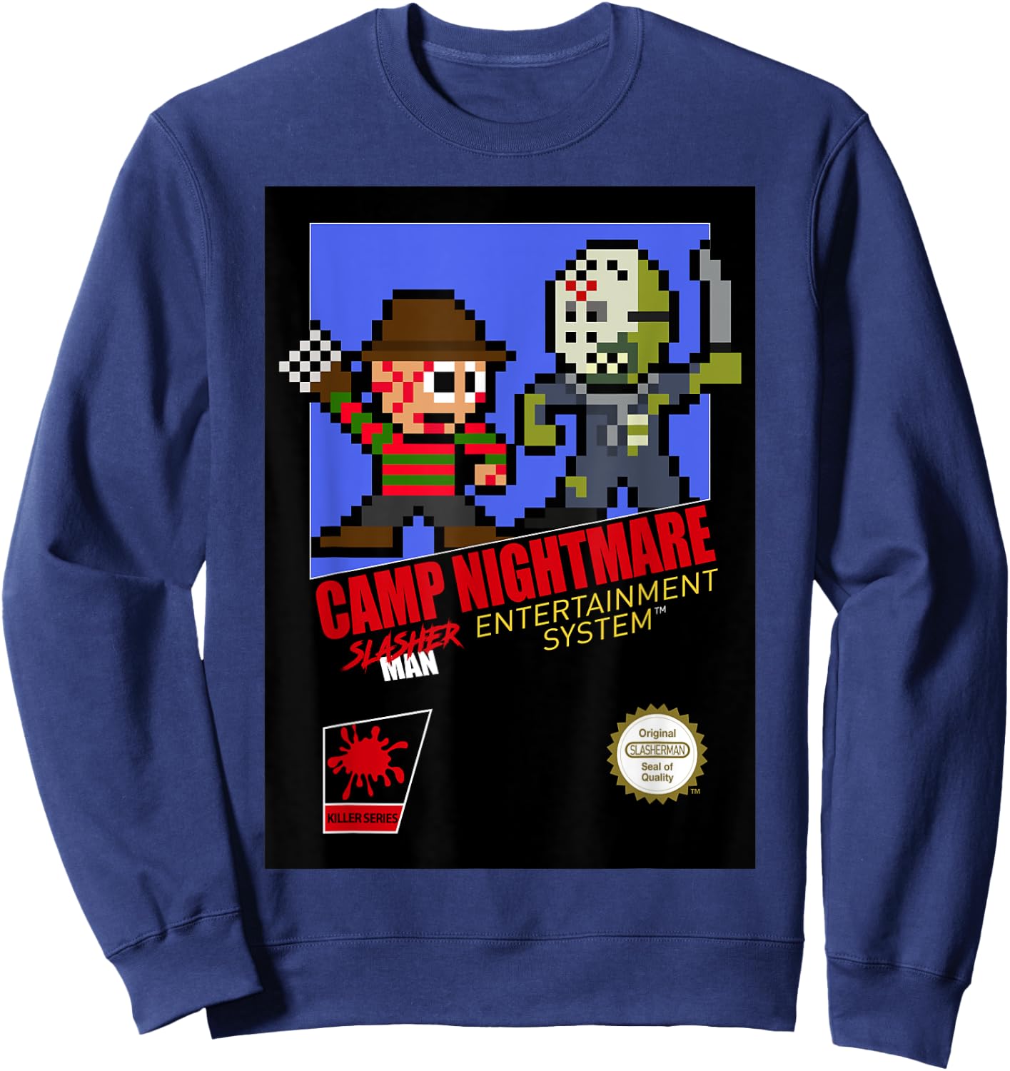 Camp Nightmare Retro 8-Bit Horror Sweatshirt - Sweatshirt | Navy