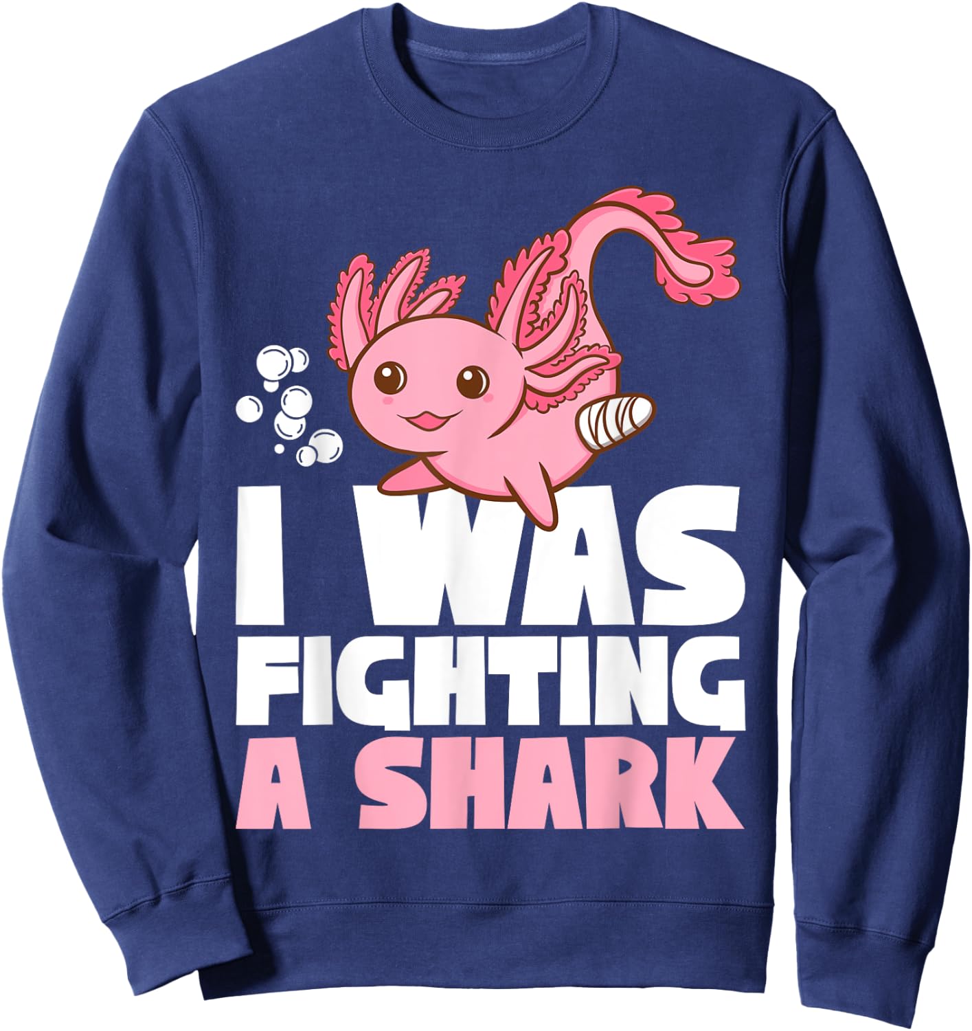 Get well recovery fighting a shark Broken Leg Axolotl Kids Sweatshirt - Sweatshirt | Navy