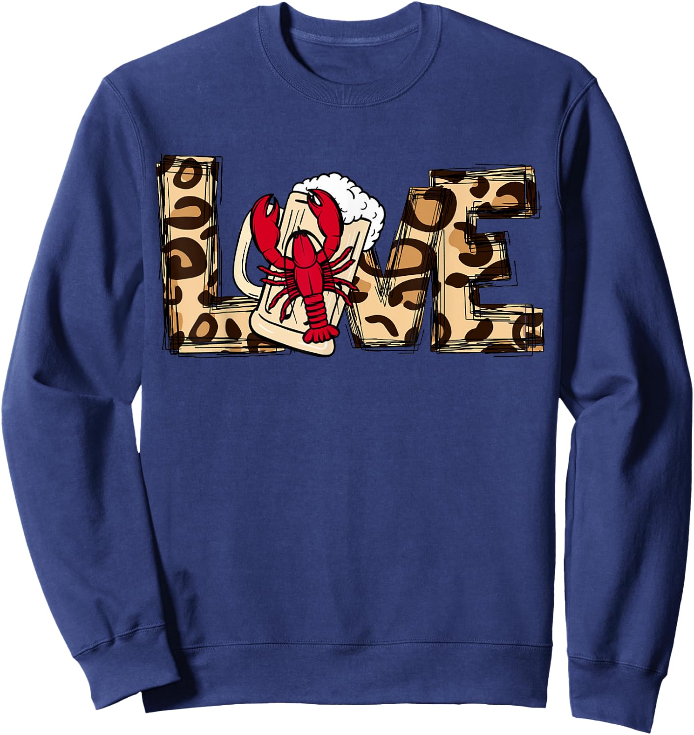 Crawfish and Beer Lovers Women's Leopard Love Crayfish Sweatshirt - Sweatshirt | Navy