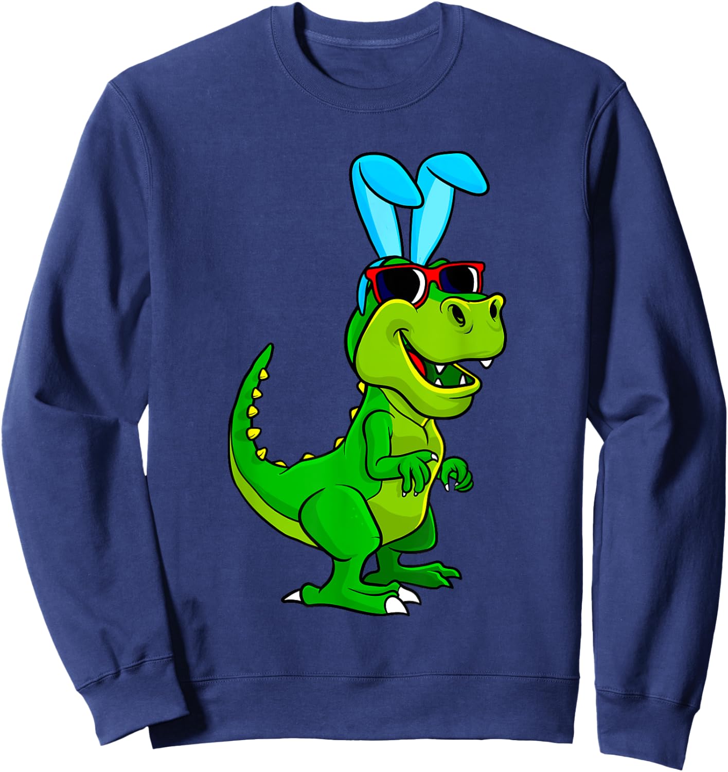 T Rex Easter Bunny Dinosaur Lover Boys Girls Kids Sweatshirt - Sweatshirt | Navy