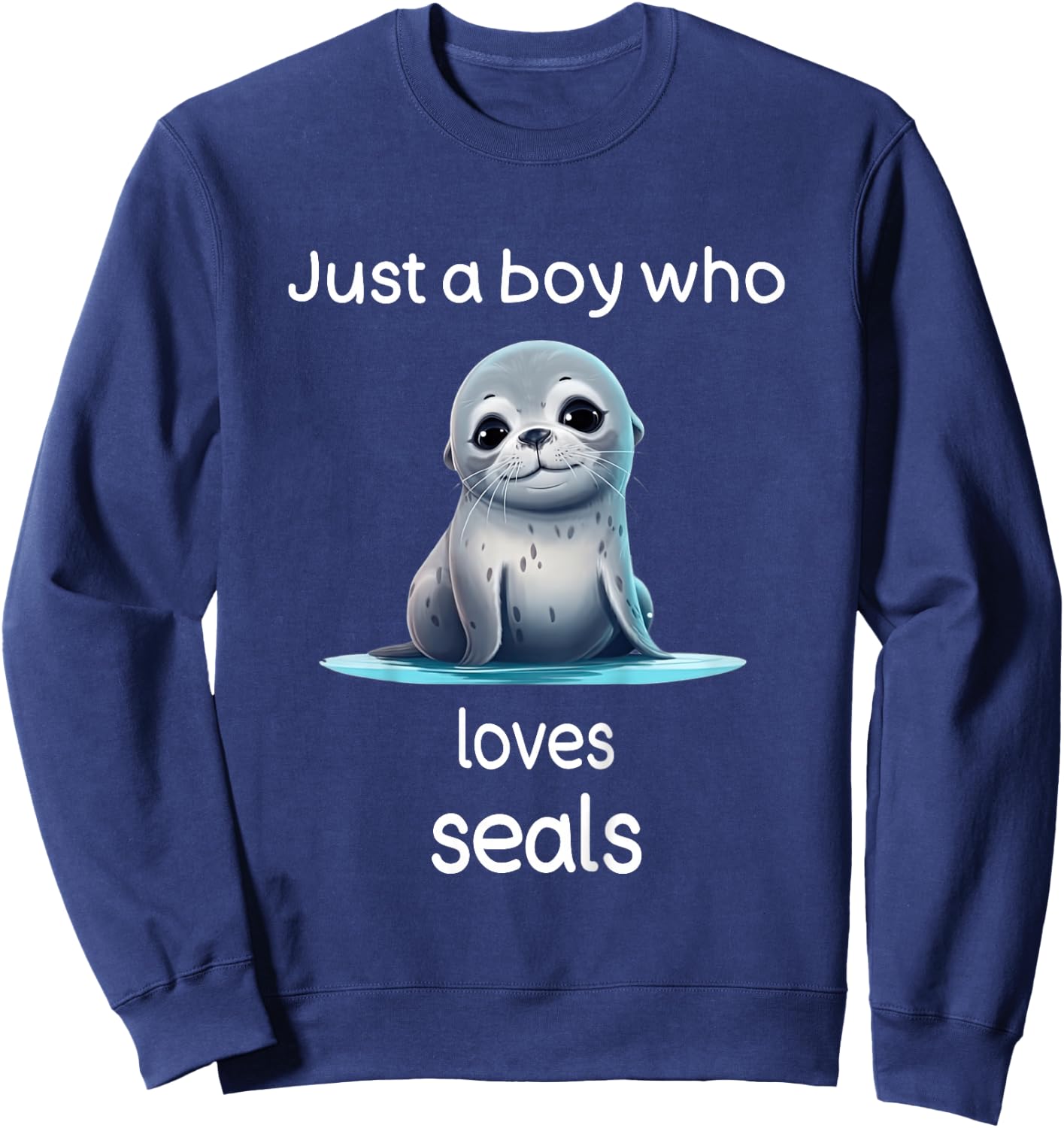 Kids Seal Lover Shirt for Boys Animal Lover I Love Seals Sweatshirt - Sweatshirt | Navy