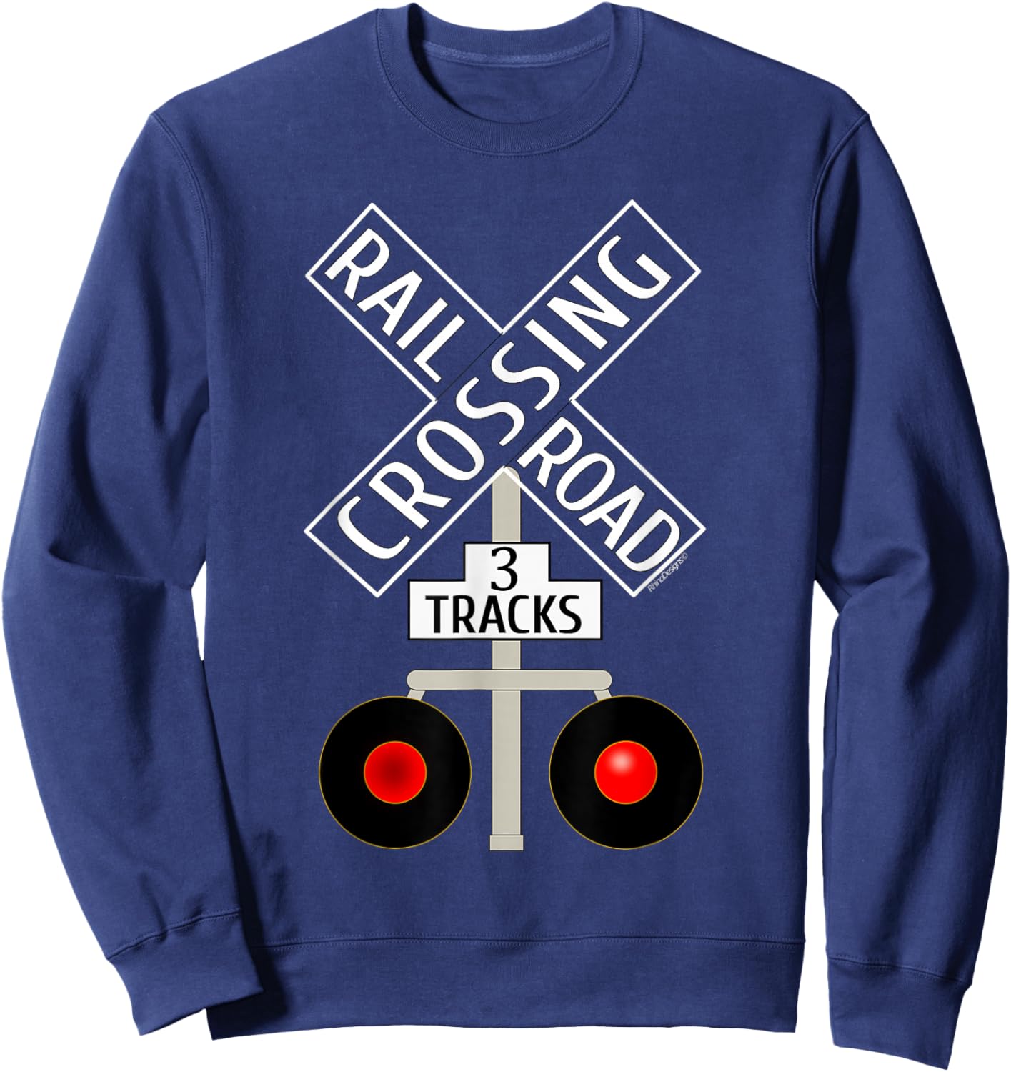 Train Railroad Crossing Lights tracks road sign Sweatshirt - Sweatshirt | Navy