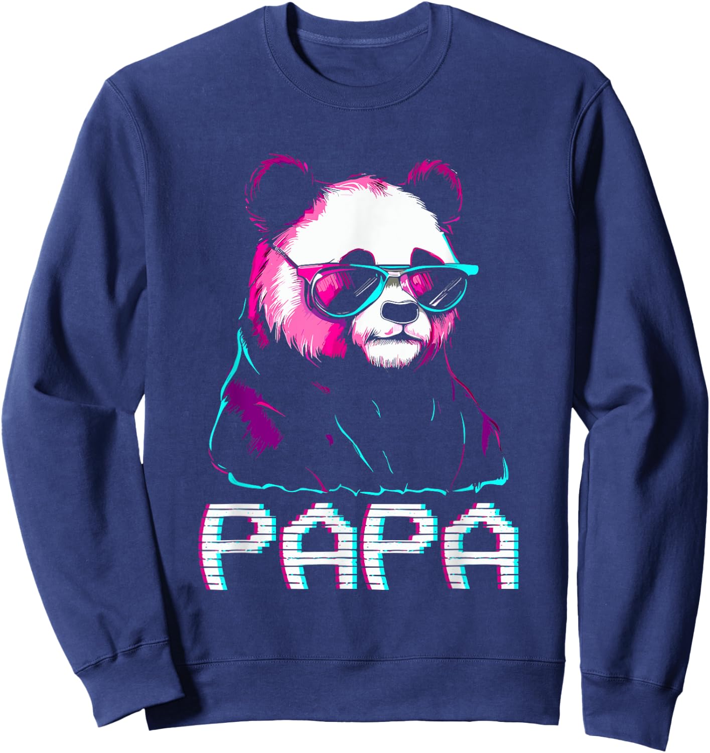 Papa Panda Bear - Retro Funny Papa Father's Day Birthday Sweatshirt - Sweatshirt | Navy
