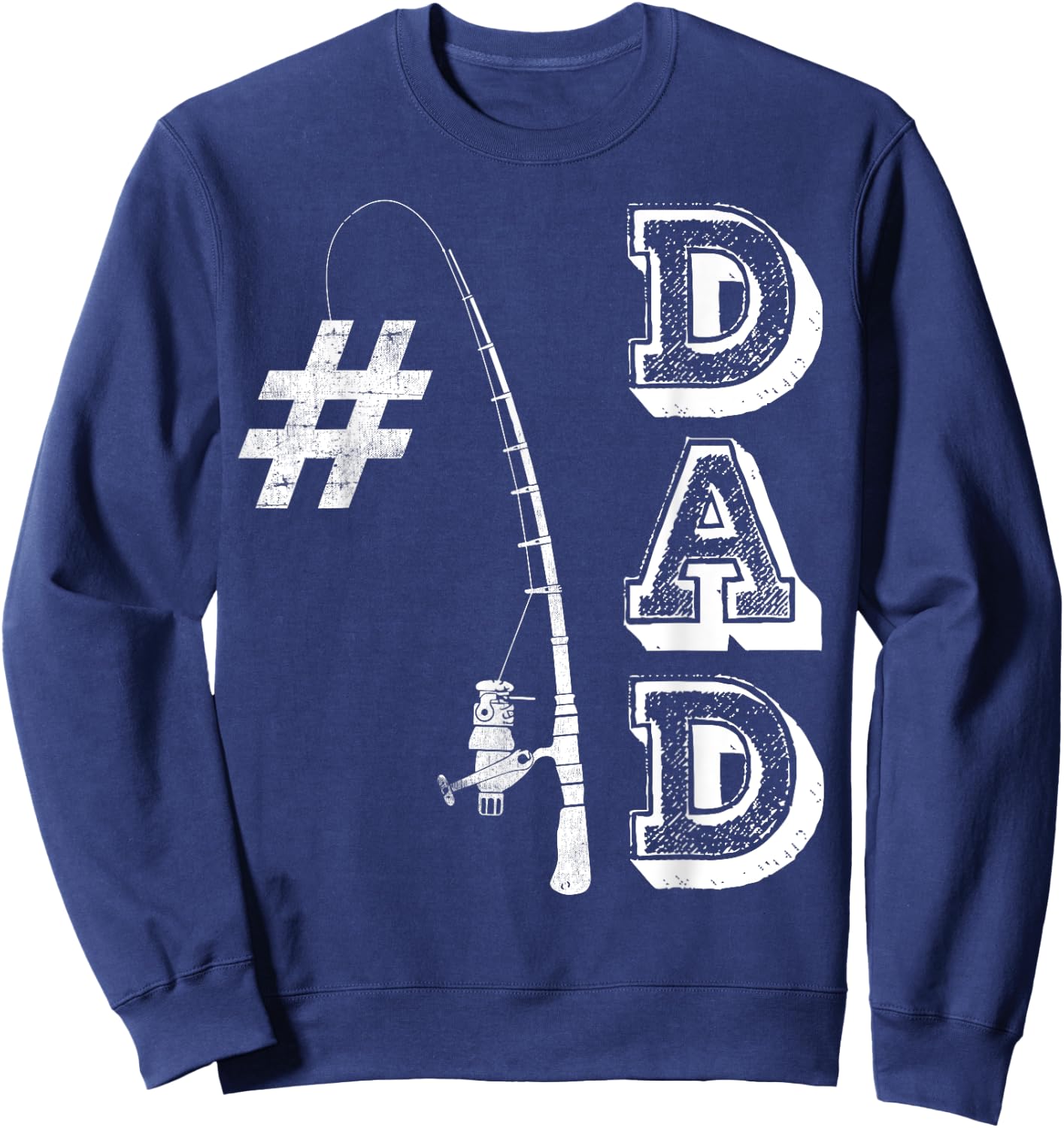 #1 Dad Fishing Fishermen Papa Number one Fathers Day Sweatshirt - Sweatshirt | Navy
