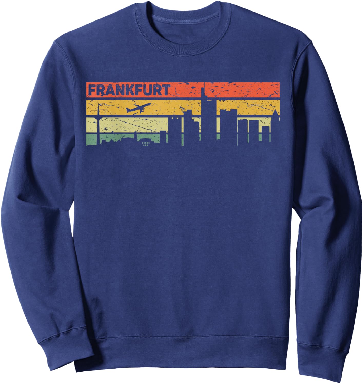 Frankfurt Vintage Skyline Retro Stadt Deutschland Sweatshirt - Sweatshirt | Navy