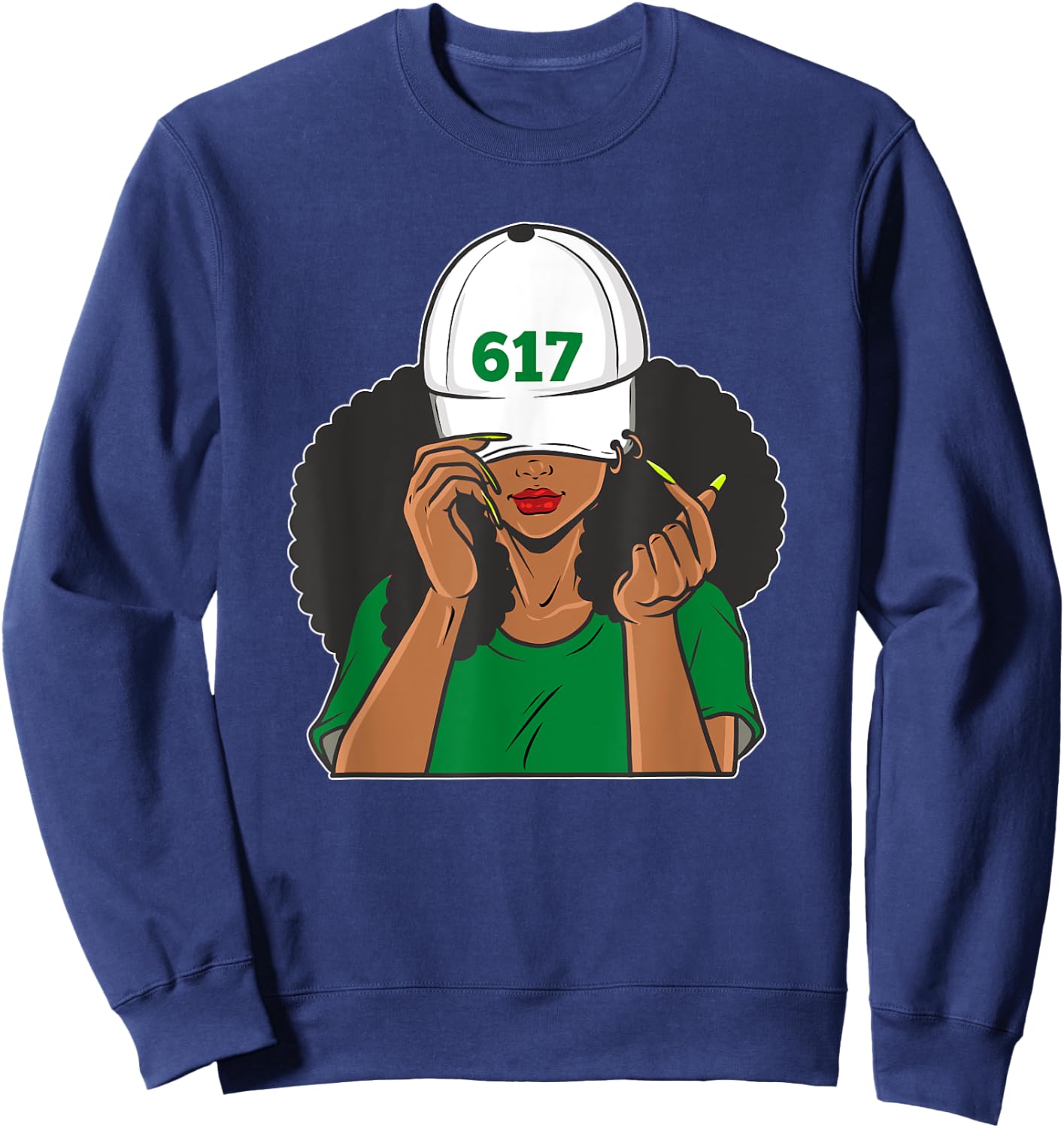 Boston 617 Area Code Black Woman Sweatshirt - Sweatshirt | Navy