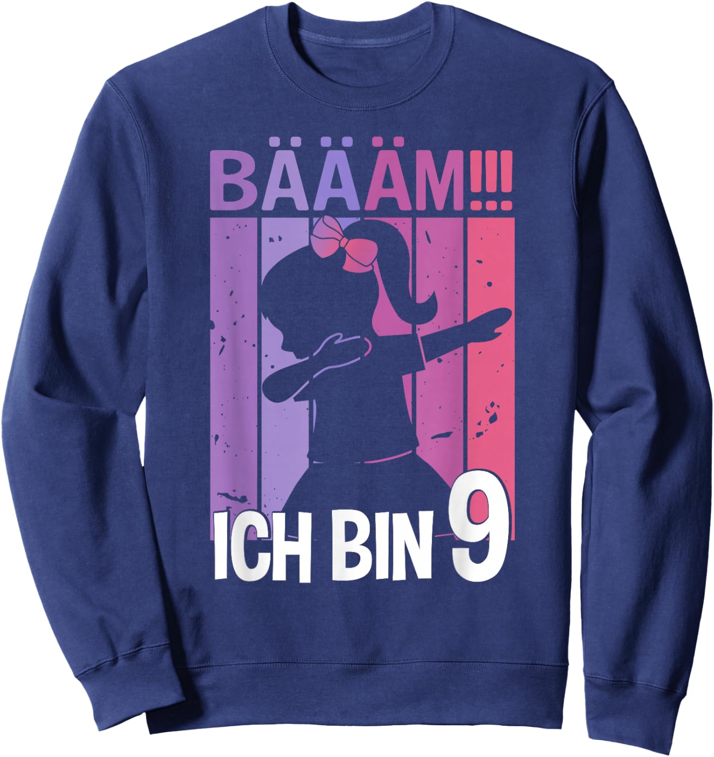 Girls' with German Text "Tanzen Bääm Ich Bin 9 Jahre Dab" [German Sweatshirt - Sweatshirt | Navy
