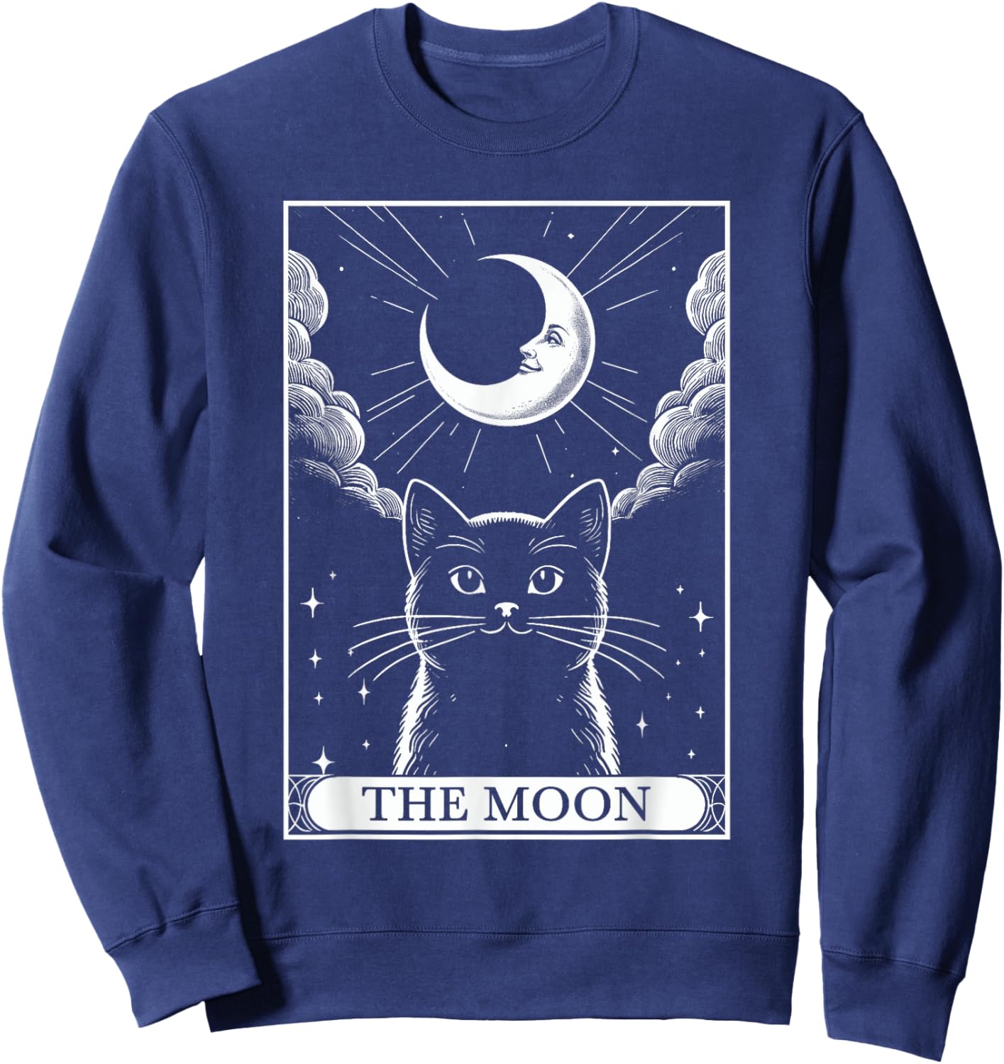 Tarot Card Vintage Crescent Moon Black Cat Mom Cat Lovers Men Women Kids Sweatshirt - Sweatshirt | Navy