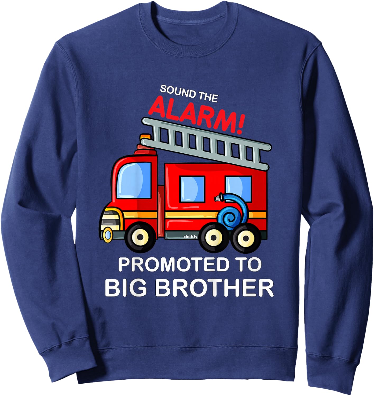 Kids Promoted to Big Brother Shirt Firetruck Sweatshirt - Sweatshirt | Navy