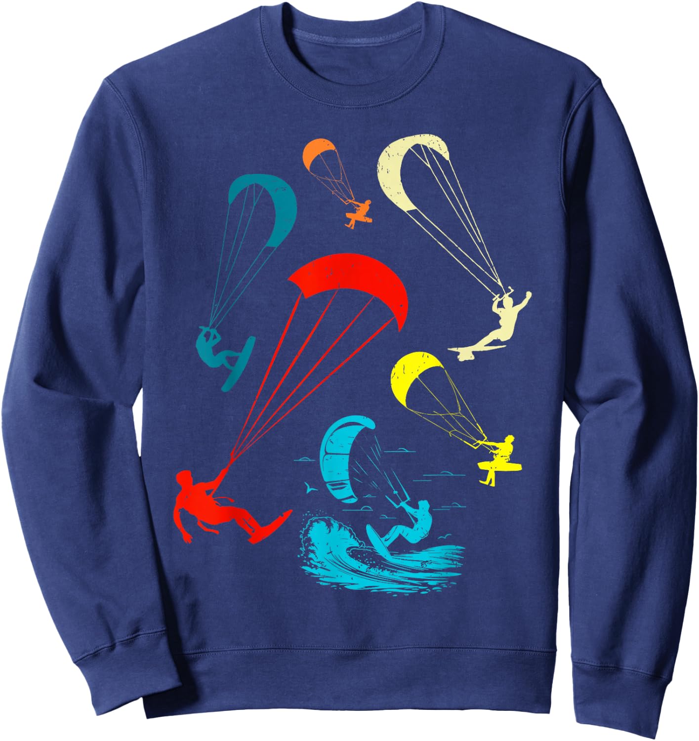 Retro Kitesurfing Kiteboard Kiteboarding Kiteboarder Men Sweatshirt - Sweatshirt | Navy