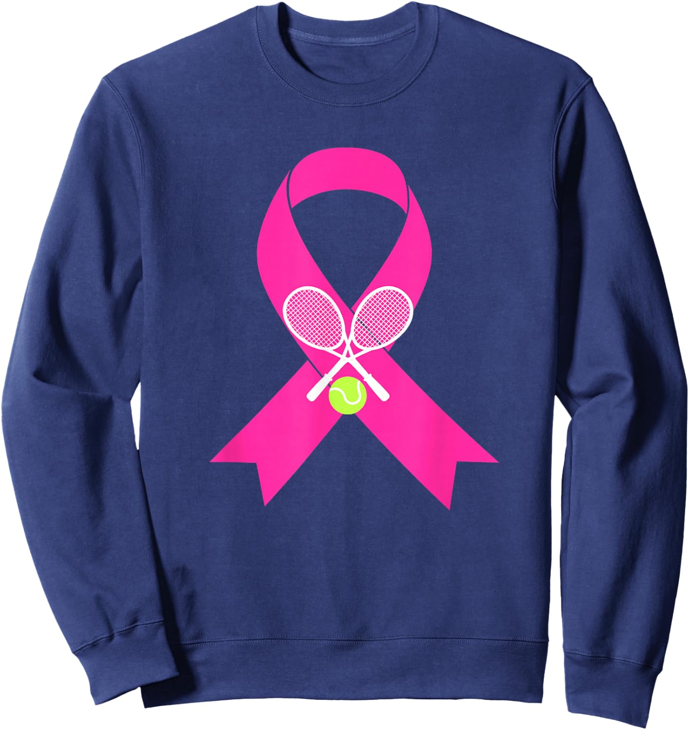 Tennis Breast Cancer Awareness Pink Ribbon Sweatshirt - Sweatshirt | Navy