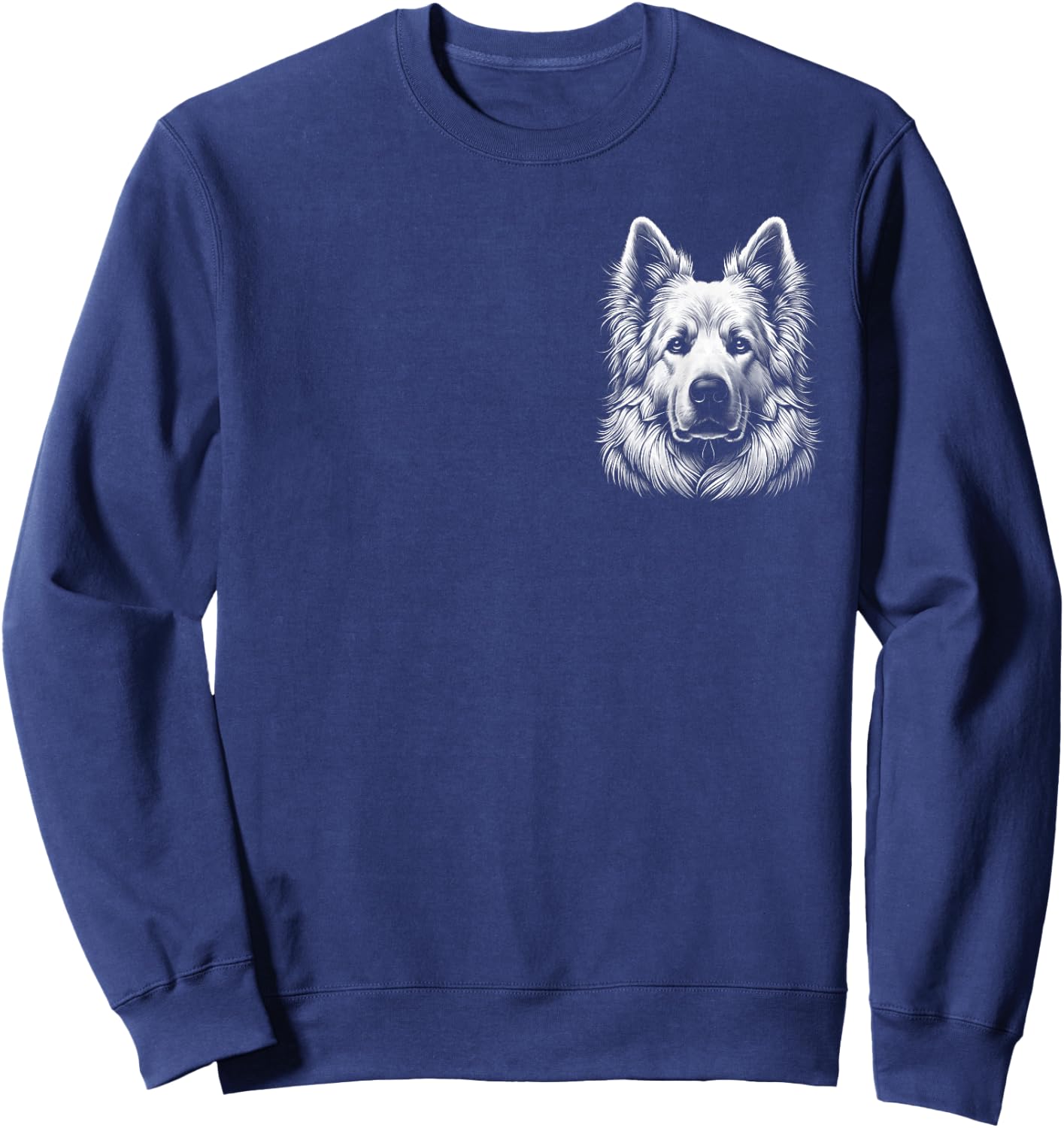 White Swiss Shepherd in portrait on chest , Black, S Sweatshirt - Sweatshirt | Navy