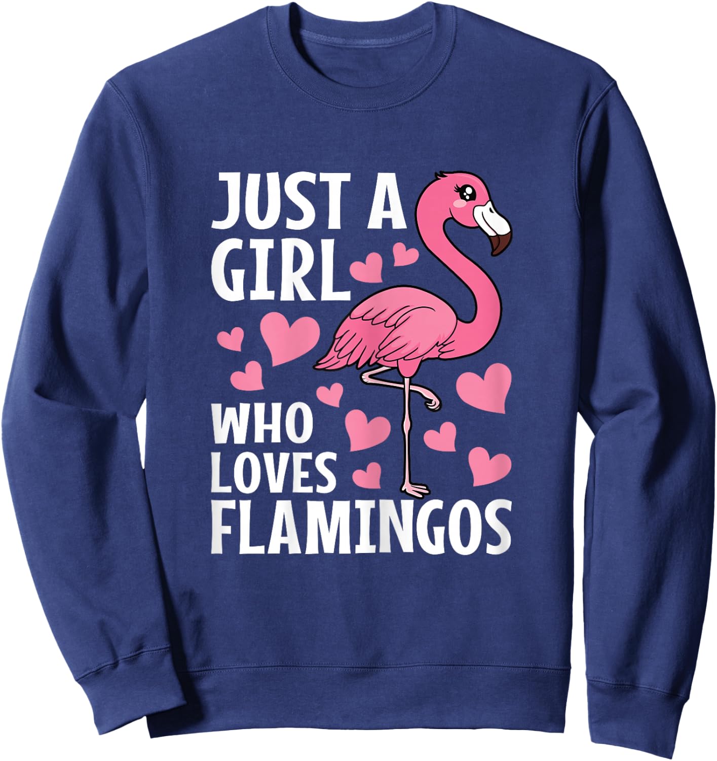 Just A Girl Who Loves Flamingos Cute Flamingo Lover Girls Sweatshirt - Sweatshirt | Navy