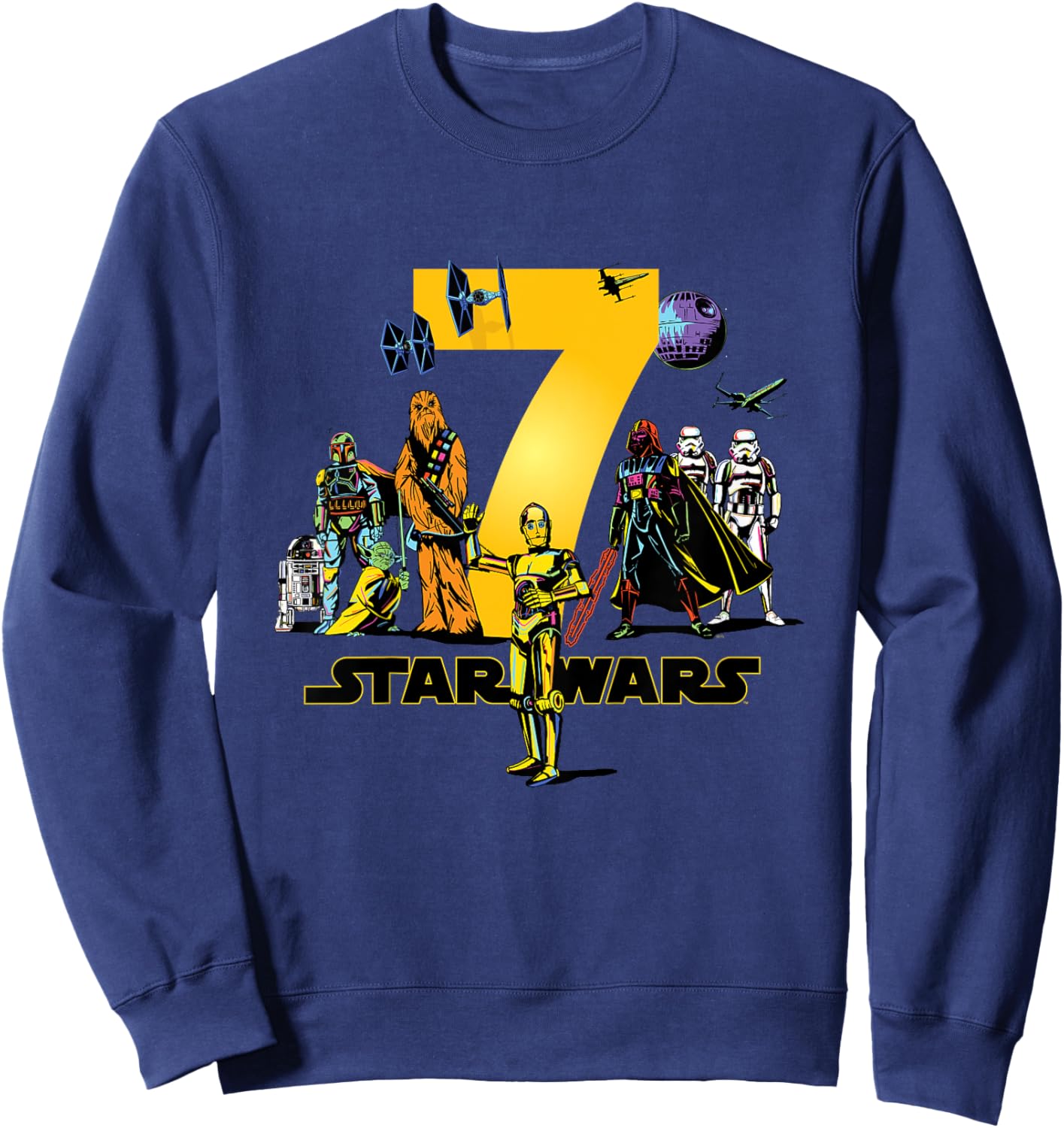 Children's Star Wars Classic Characters Seventh Birthday 7 Years Old , black Sweatshirt - Sweatshirt | Navy