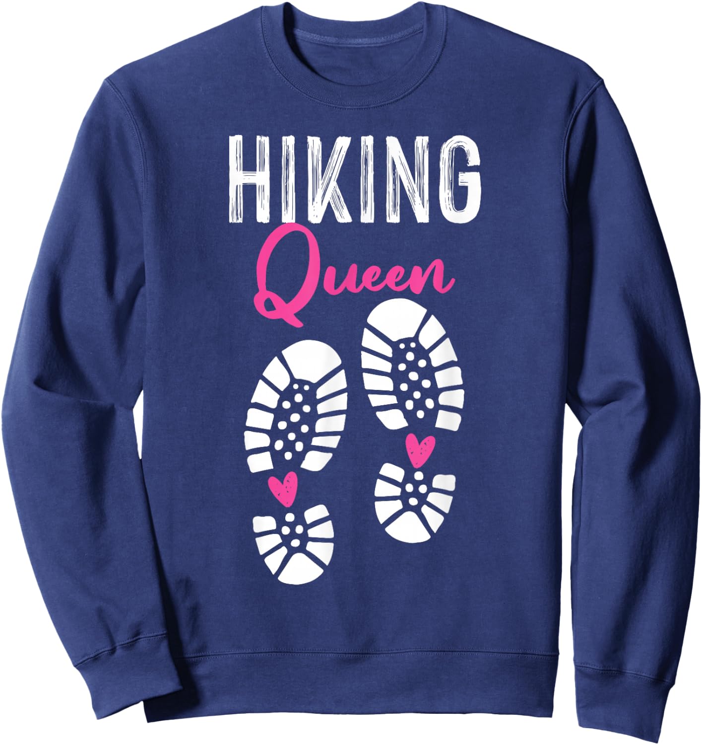 Funny Female Pink Hiker Hiking Queen Heart Sweatshirt - Sweatshirt | Navy
