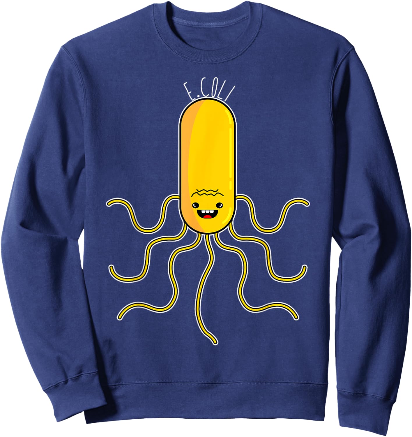 Cute Anime Style E. Coli Microorganism Microbiology Sweatshirt - Sweatshirt | Navy