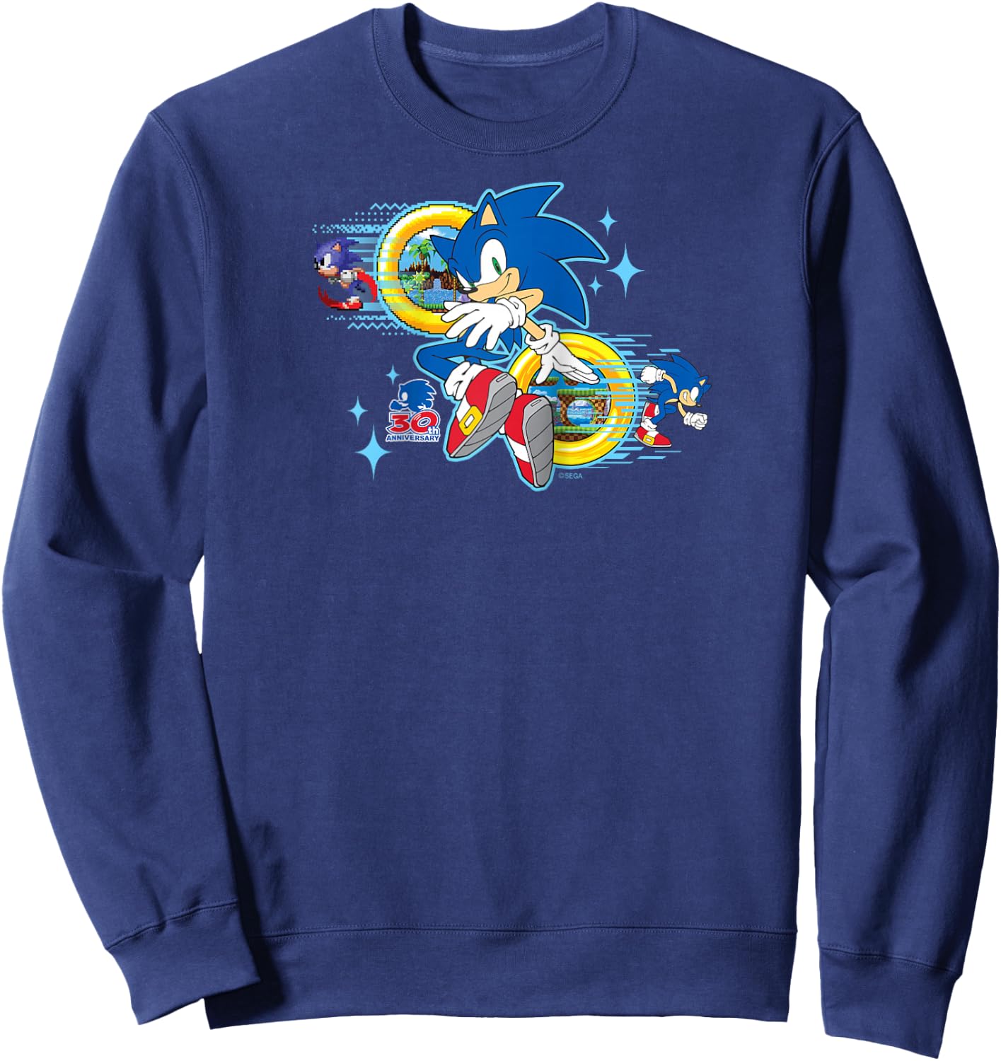 Sonic the Hedgehog's 30th Anniversary Raglan Baseball Sweatshirt - Sweatshirt | Navy