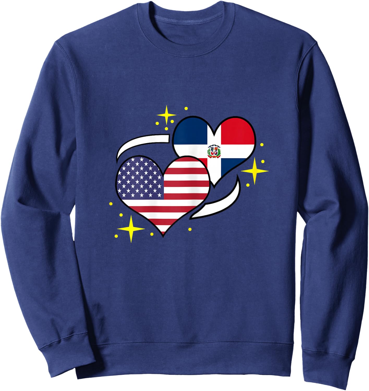 Dominican Republic American Flag Heart Dominican Women Sweatshirt - Sweatshirt | Navy