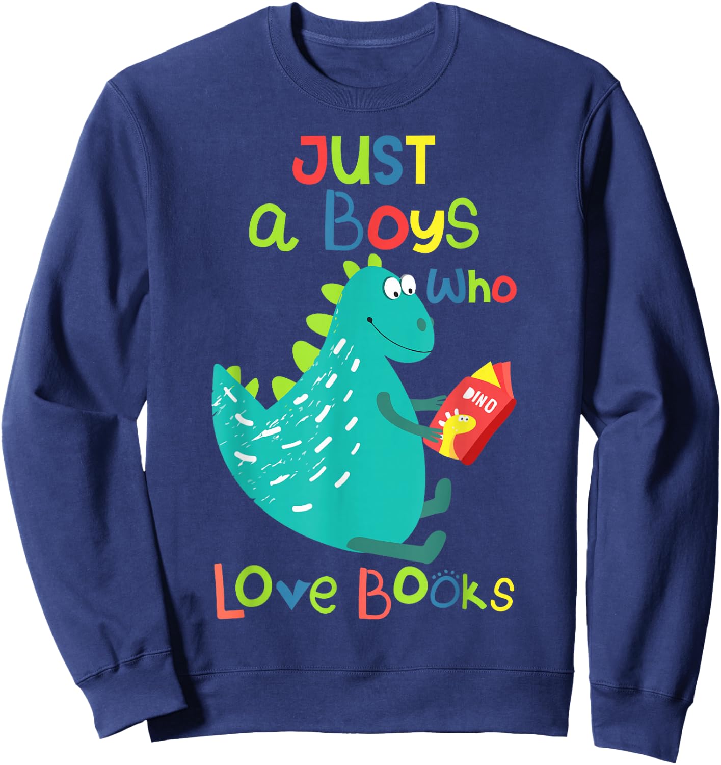 Reading-Shirt Boy Loves Books Bookworm Kids Toddler Nerdy Sweatshirt - Sweatshirt | Navy