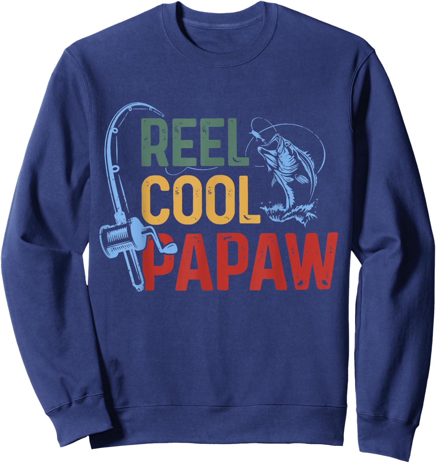Fishing Reel Cool Papaw Father’s day Fisherman Papaw Sweatshirt - Sweatshirt | Navy