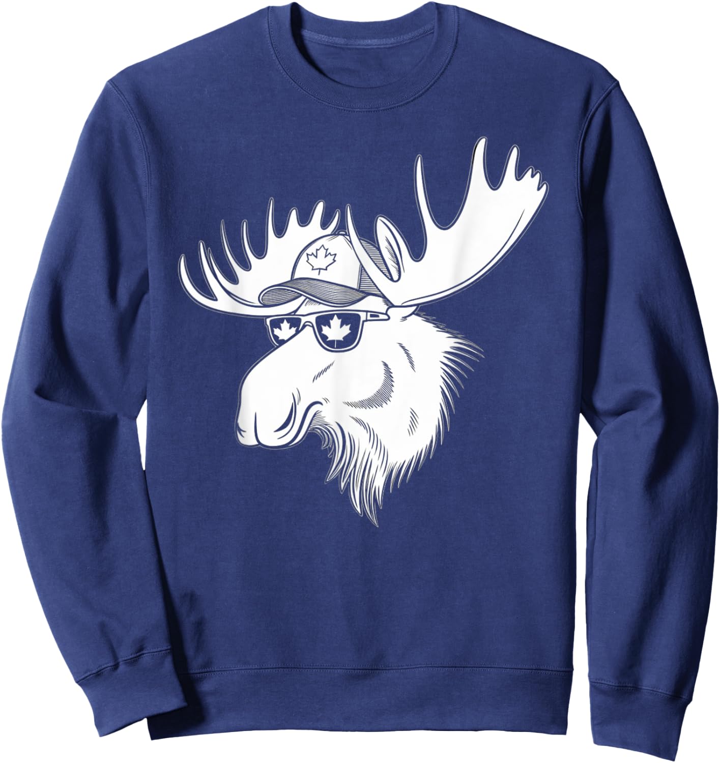 Canada Day Canadian Flag Maple Leaf Moose Sunglasses Funny Sweatshirt - Sweatshirt | Navy