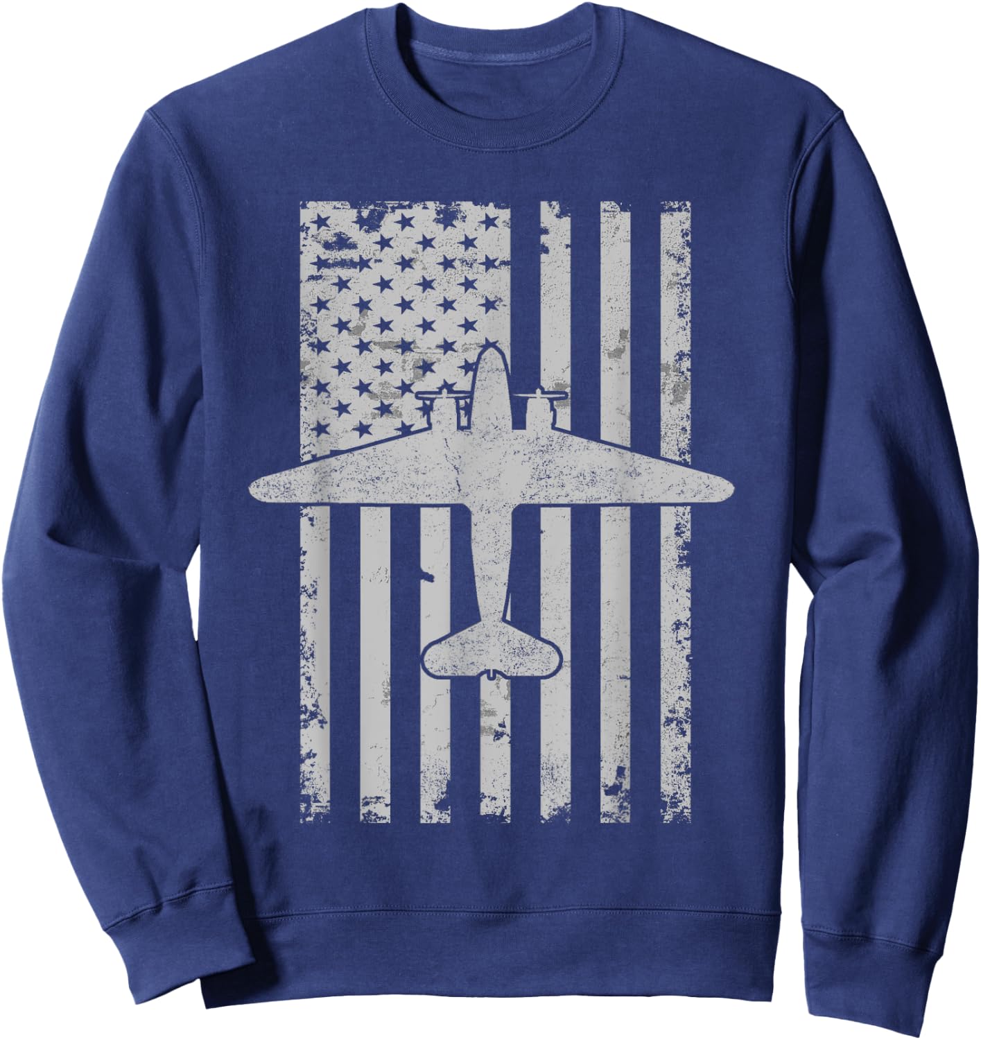 DC-3 Airplane Patriotic Flag Vintage Warbird Pilot Women Kids Men Sweatshirt - Sweatshirt | Navy