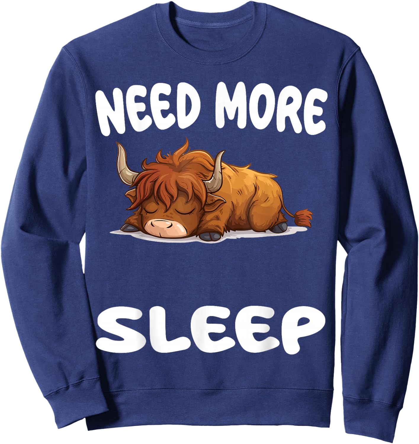 Cute Scottish Highland Cow Need More Sleep Pajamas Nightgown Sweatshirt - Sweatshirt | Navy