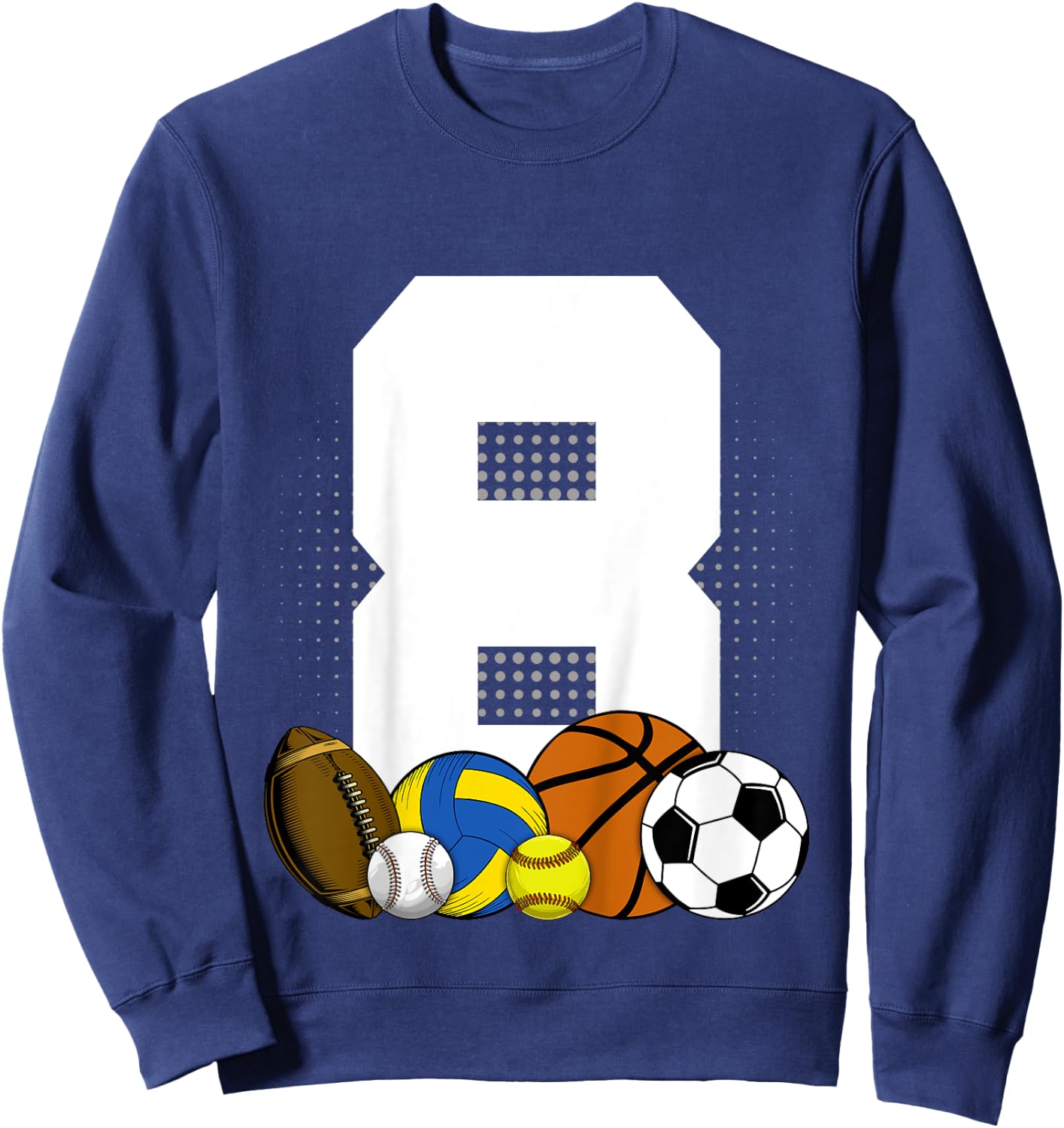 Kids 8 years Birthday Sports Kids Boys 8th Birthday Baller Sweatshirt - Sweatshirt | Navy