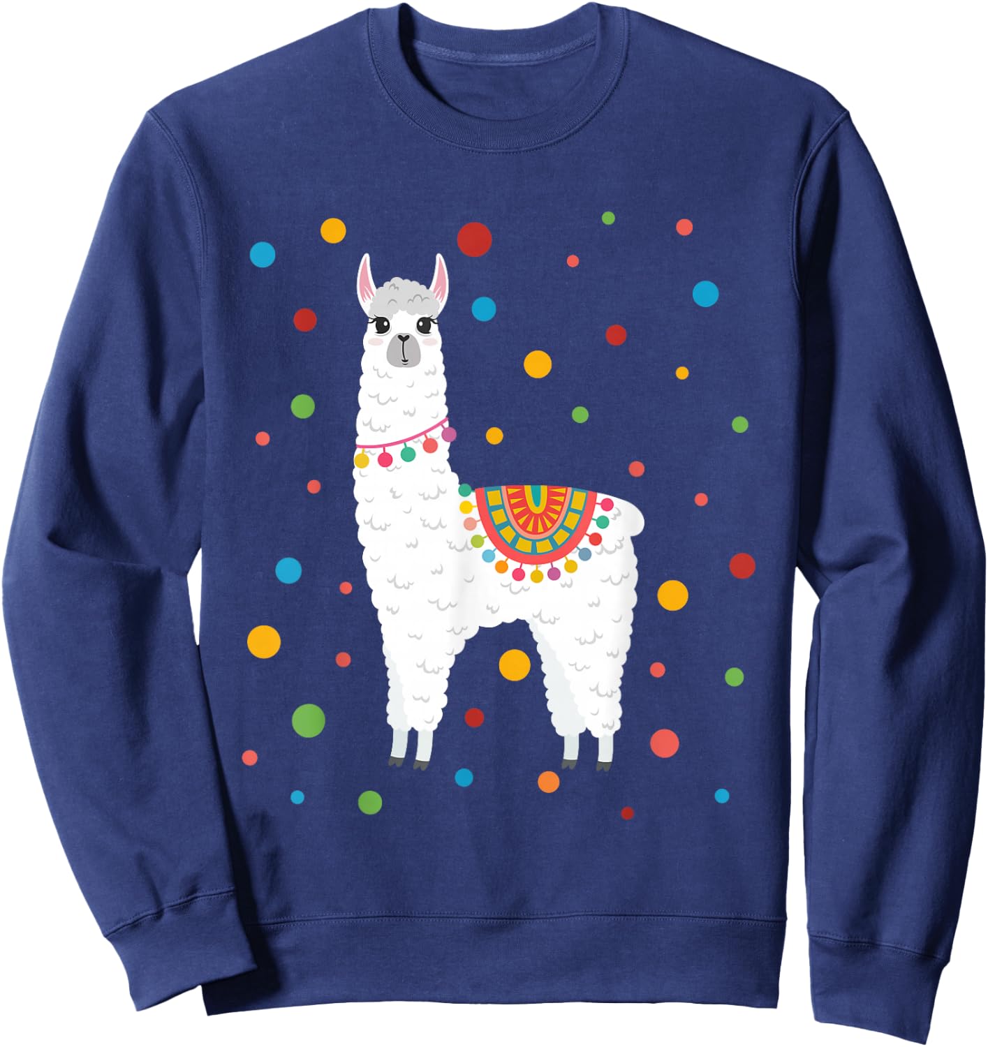 Dot Day Shirt Polka Dots Dotted Llama Kid Girls Youth Sweatshirt - Sweatshirt | Navy