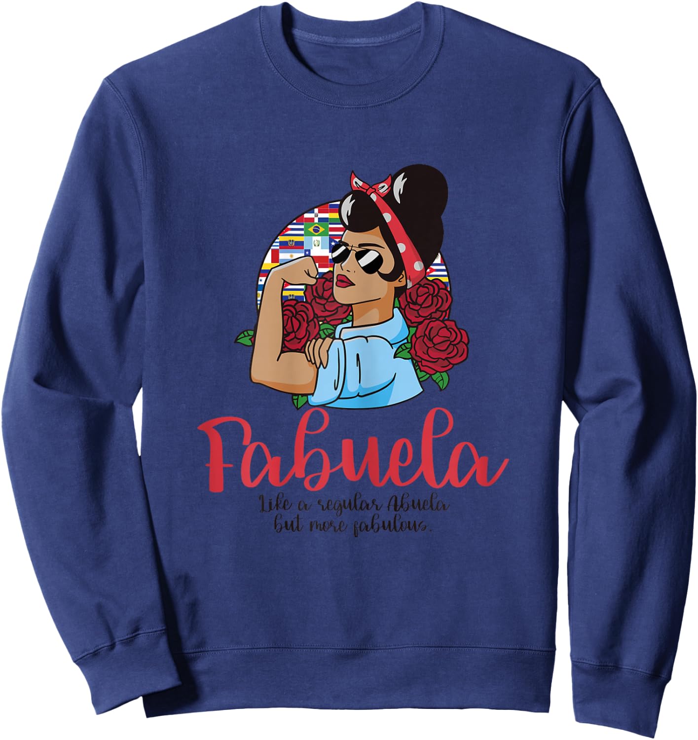 Fabuela Like a Regular Abuela But More Fabulous Messy Bun Sweatshirt - Sweatshirt | Navy