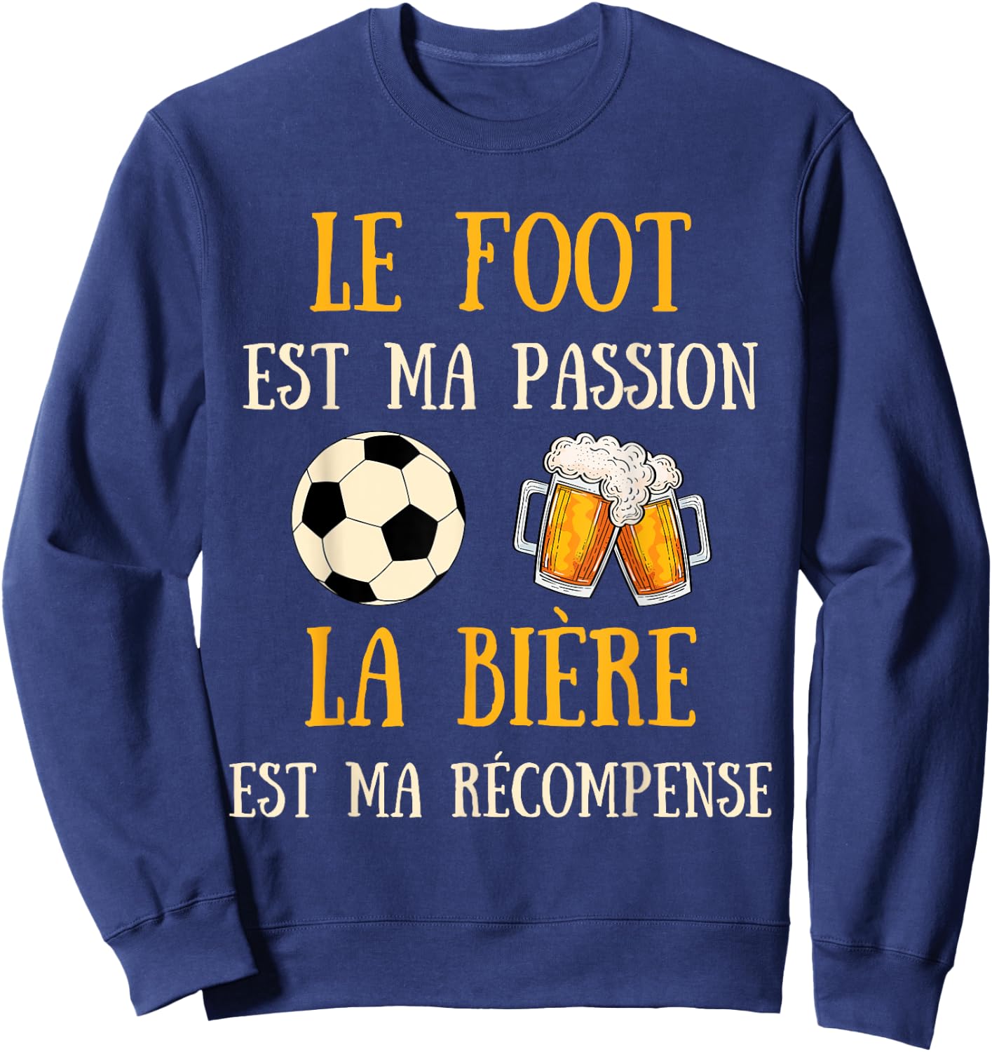 Men's Football Humour Football Gift Humorous Beer Sweatshirt - Sweatshirt | Navy