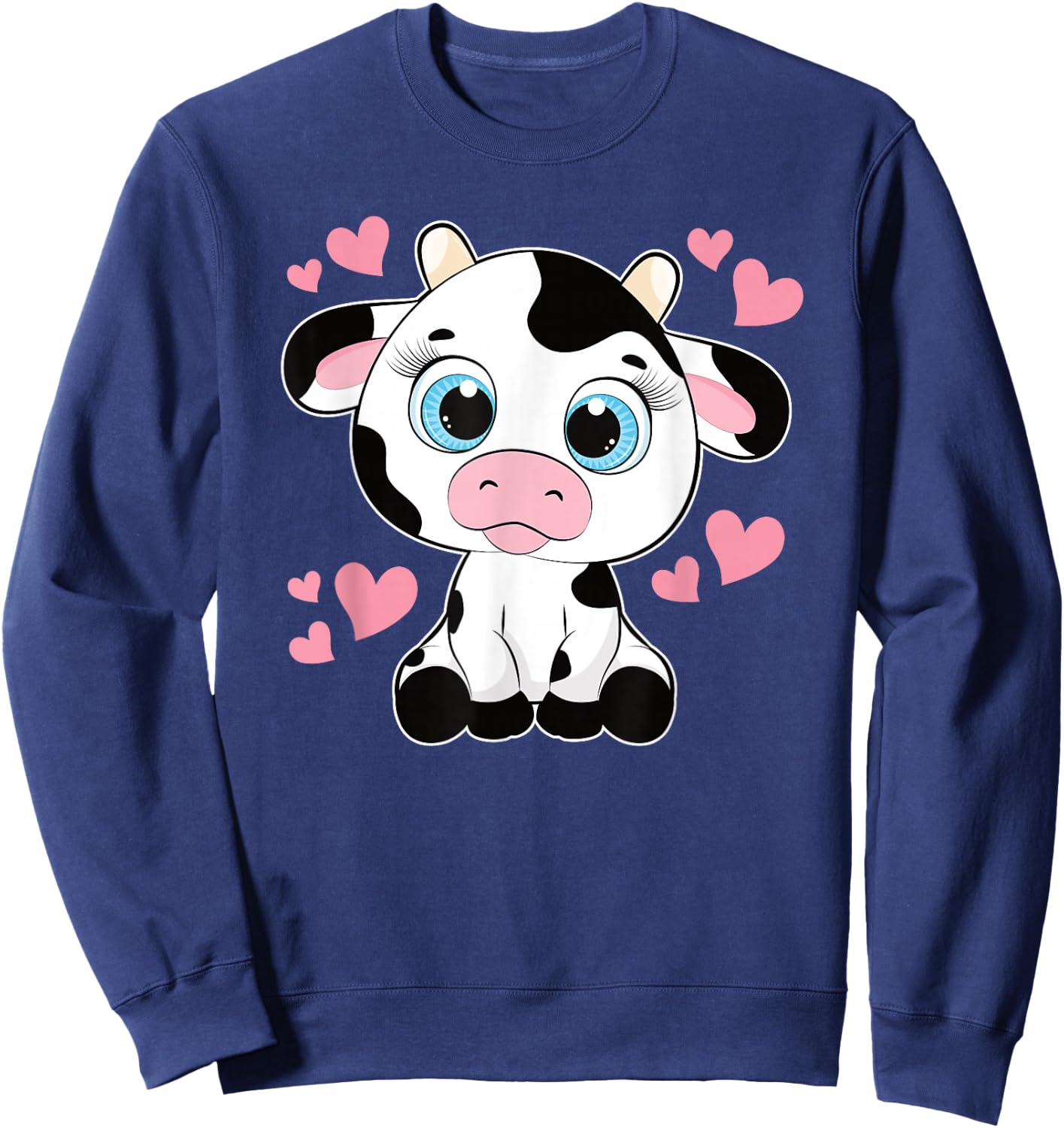 Cute Cow Pattern Kawaii Cow Lover Women Girls Kids Toddlers Sweatshirt - Sweatshirt | Navy
