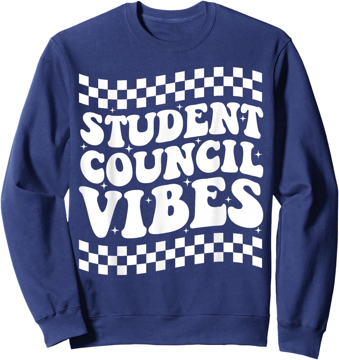 Student Council Vibes Retro Groovy School Student Council Sweatshirt - Sweatshirt | Navy