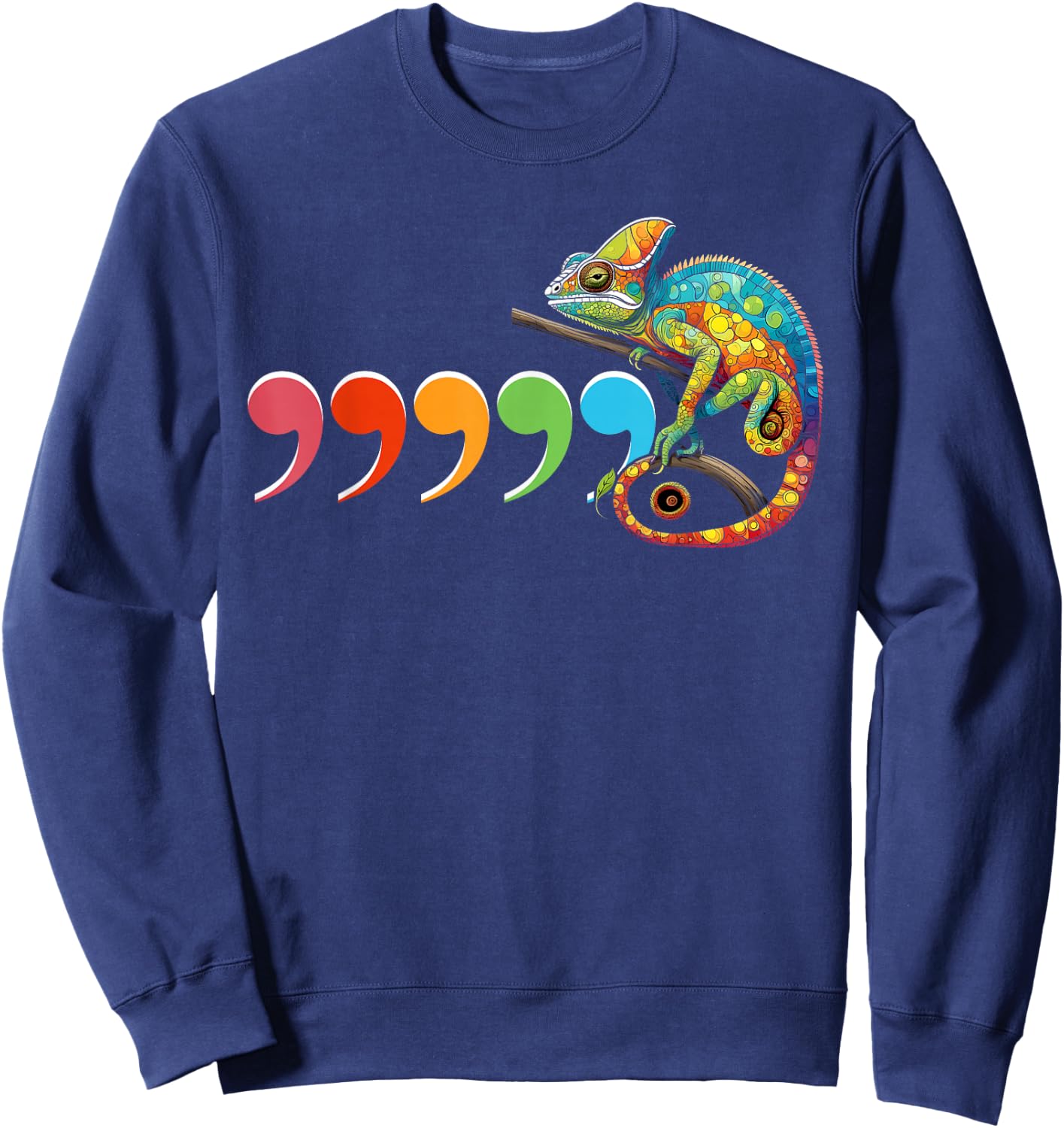 Comma Chameleon Funny 80's Throwback Sweatshirt - Sweatshirt | Navy