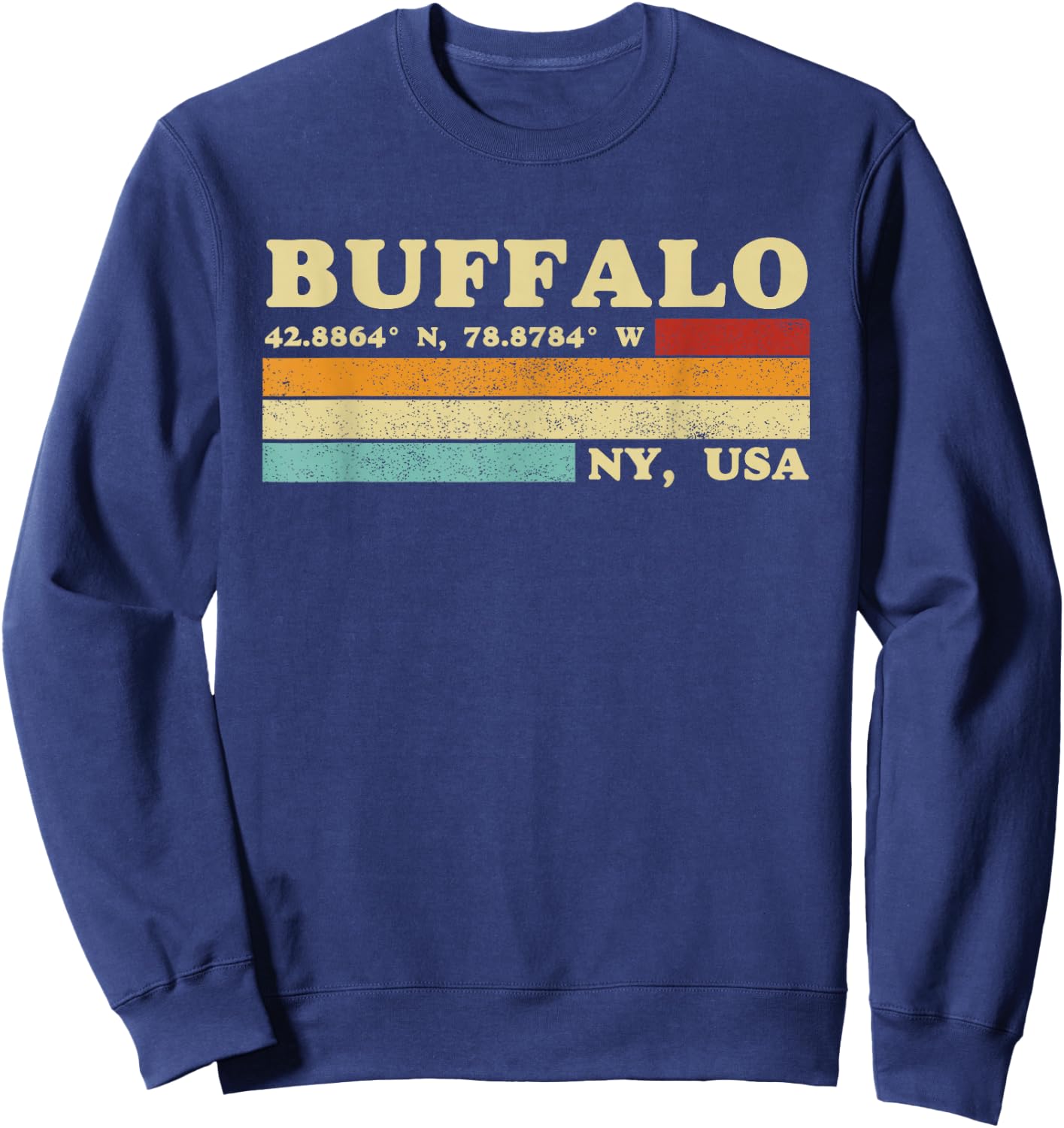 Buffalo New York Retro Longitude Latitude Sweatshirt - Sweatshirt | Navy