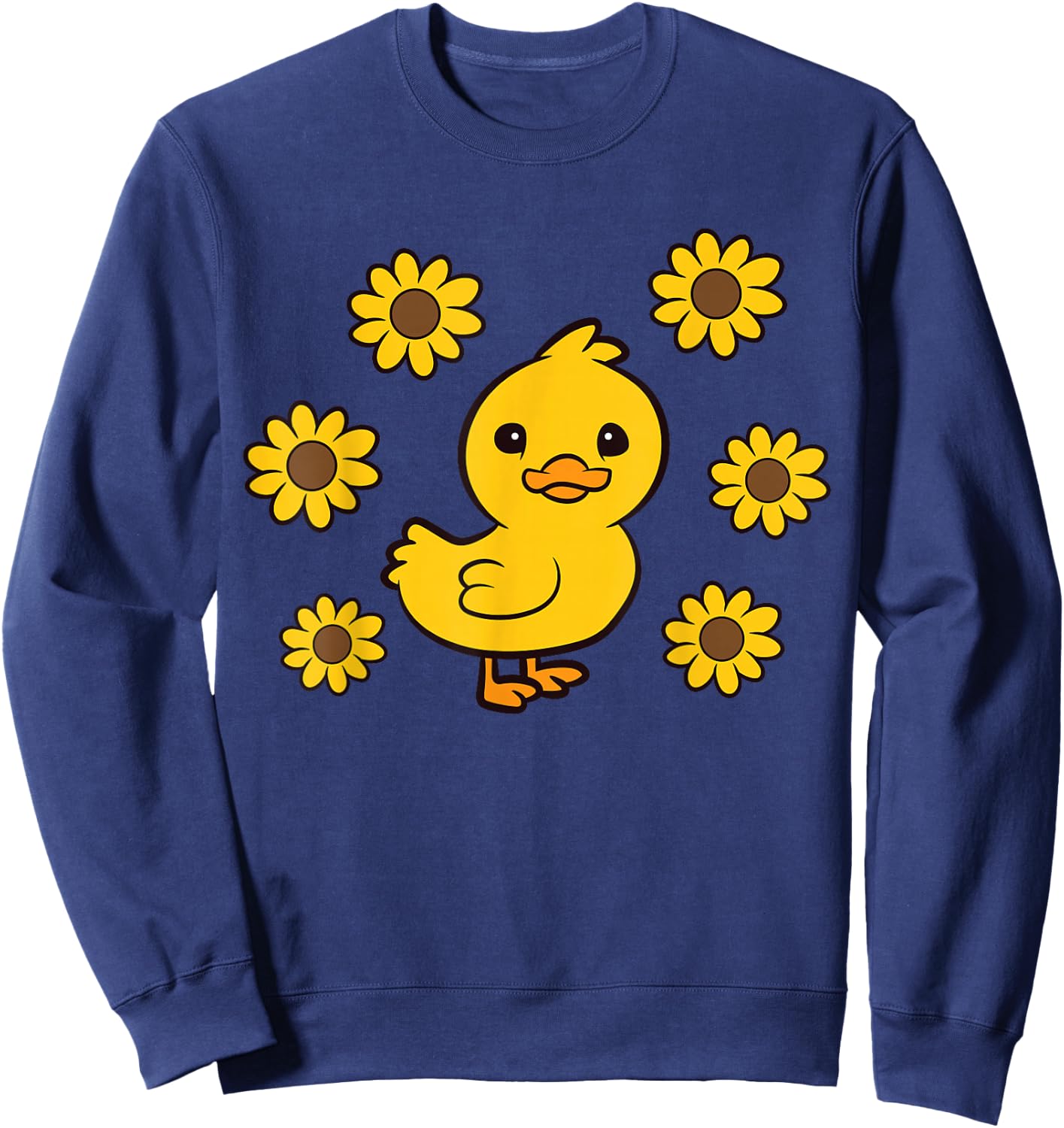 Cute Duck Summer Sunflower Kawaii Duck Sweatshirt - Sweatshirt | Navy