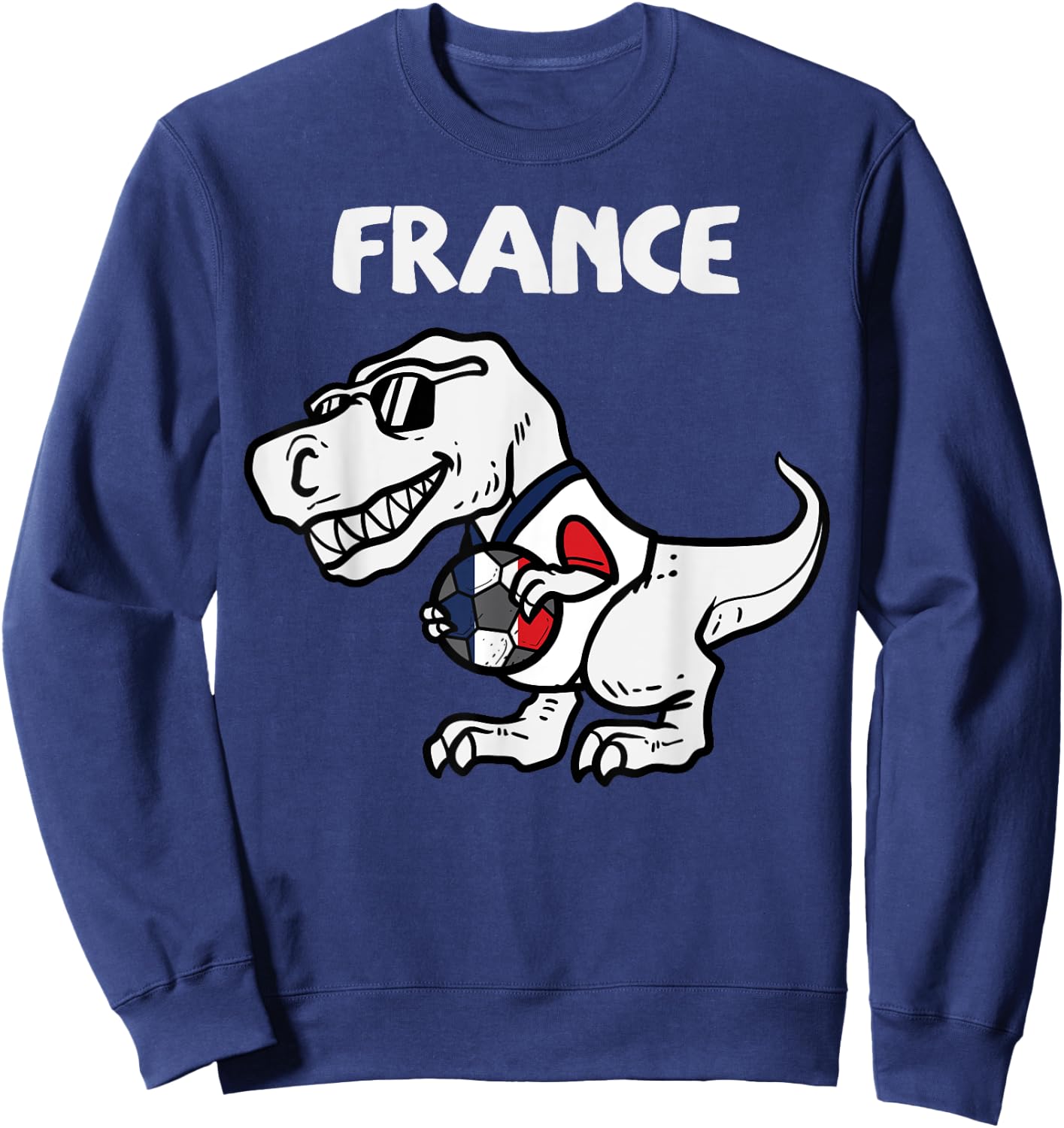 France Trex Dino French Flag Soccer Fan Boys Kids Toddler Sweatshirt - Sweatshirt | Navy