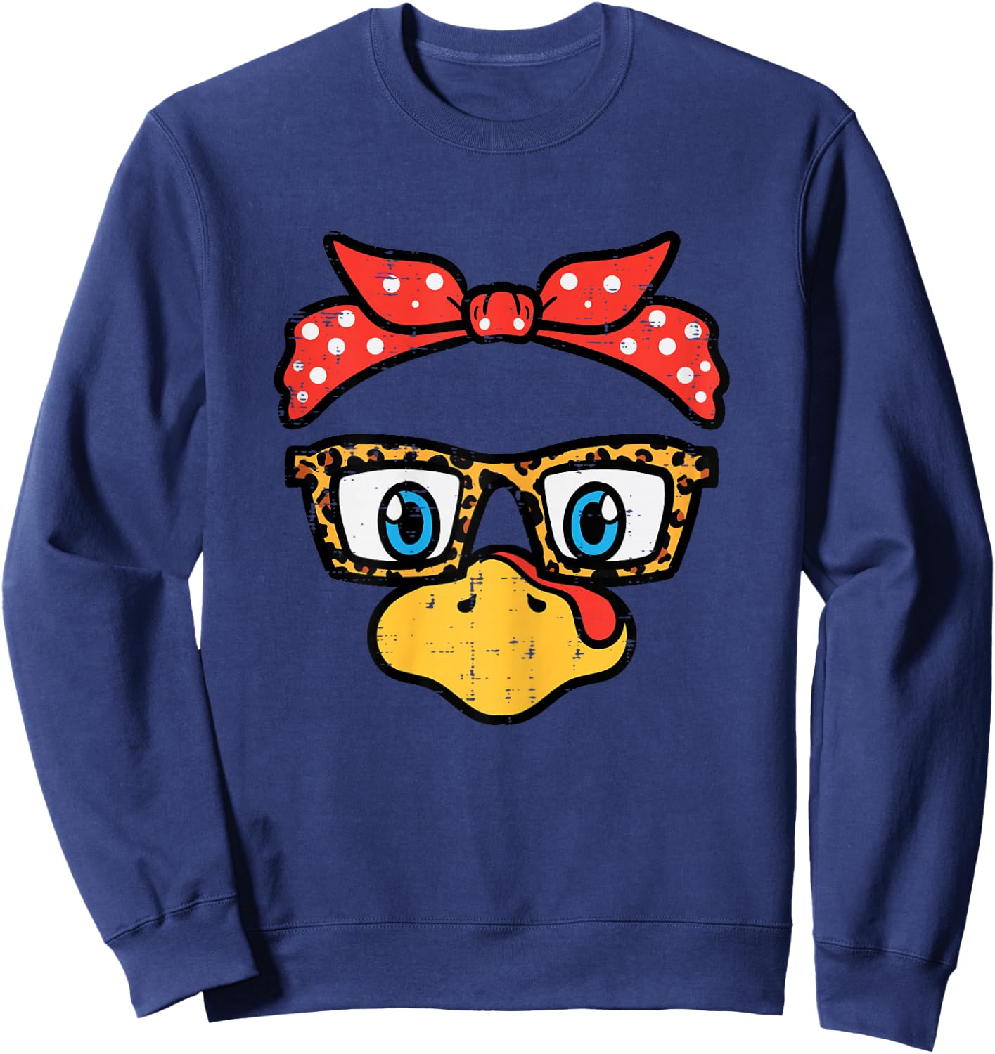 Thanksgiving Turkey Face Eyeglasses Mom Women Girls Kids Sweatshirt - Sweatshirt | Navy