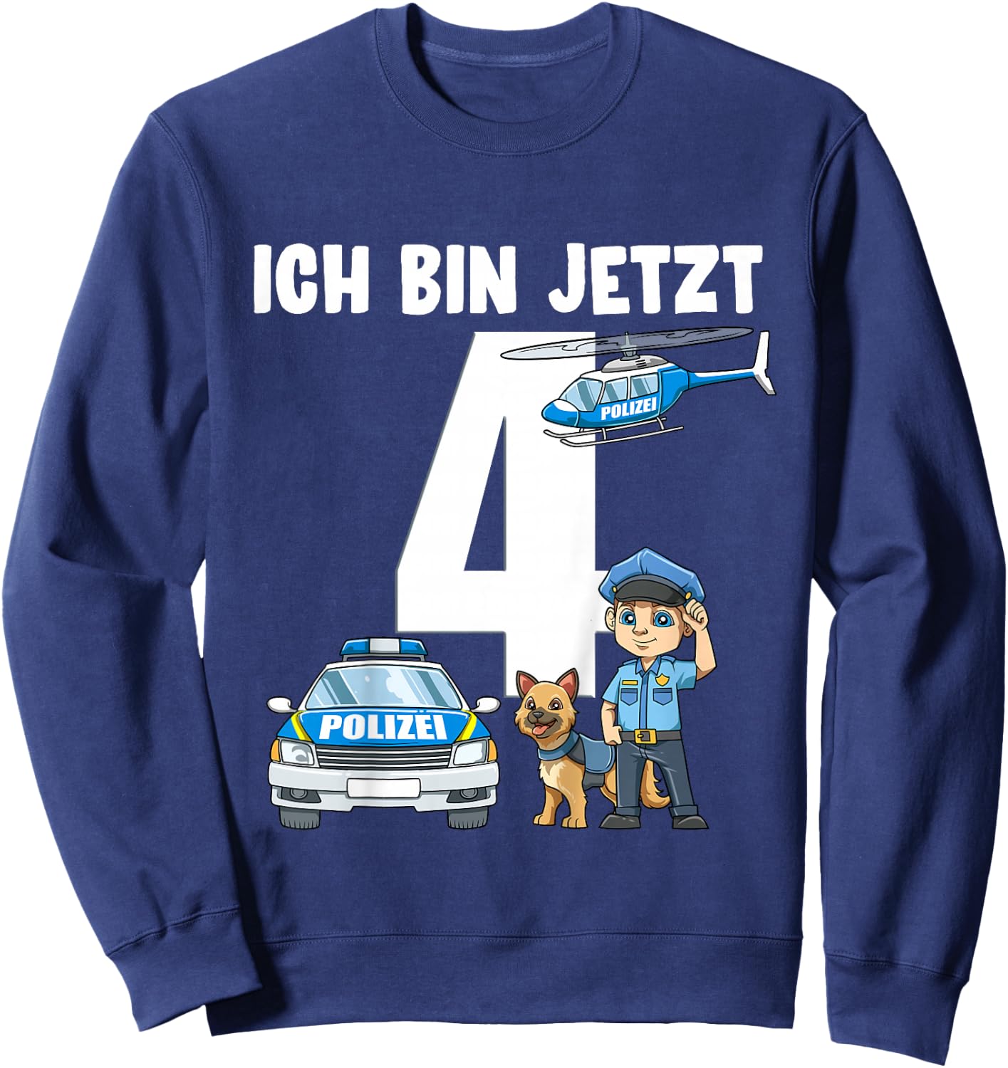 Children's 4th Birthday Police Shirt - 4 Years Old Gift , black Sweatshirt - Sweatshirt | Navy