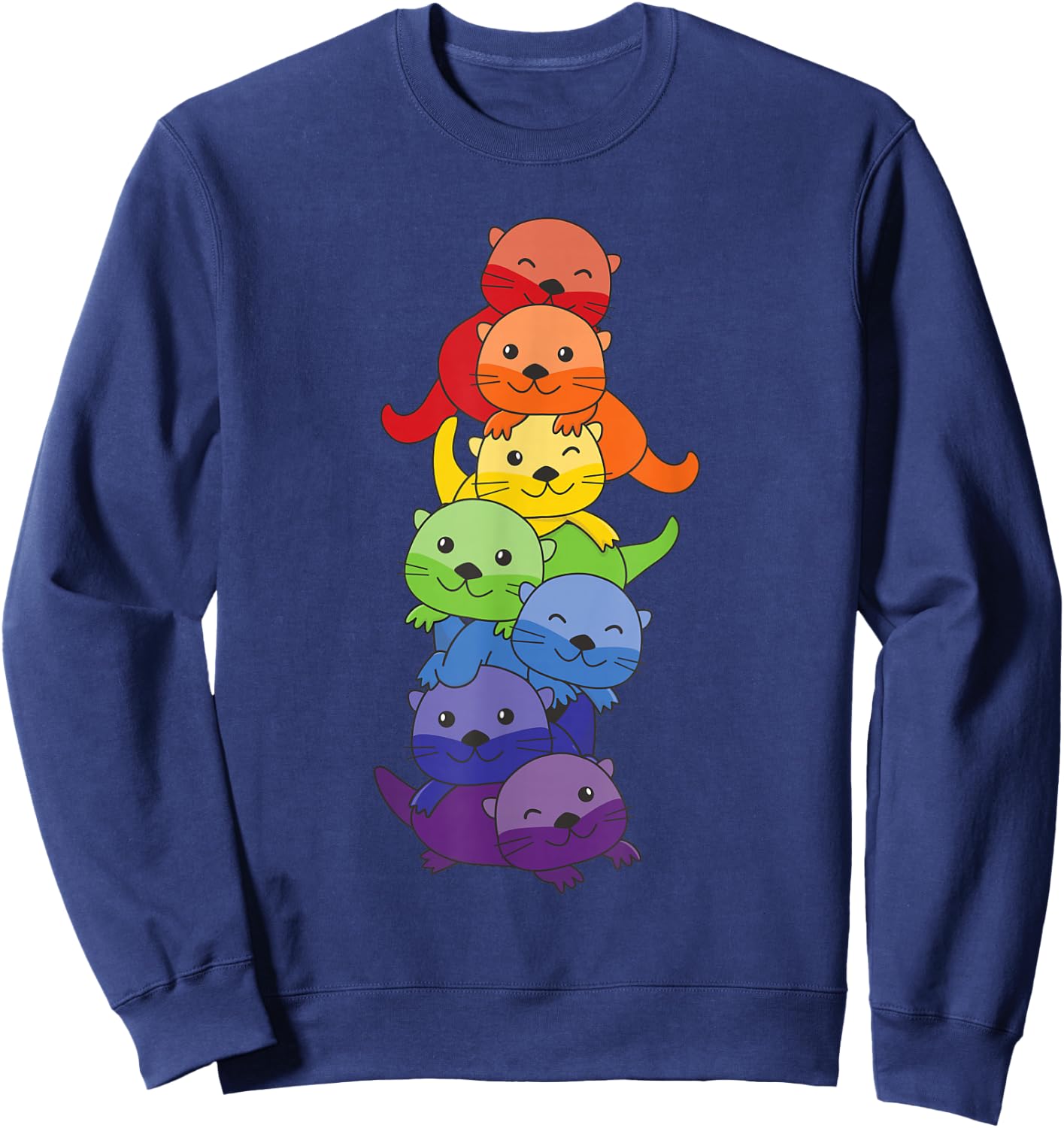 Rainbow Flag Pride Month LGBTQ Rainbow Otter Sweatshirt - Sweatshirt | Navy