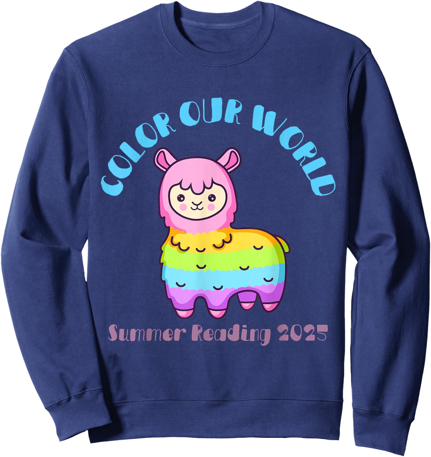 Color Our World Summer 2025 Reading Program- Llama Sweatshirt - Sweatshirt | Navy