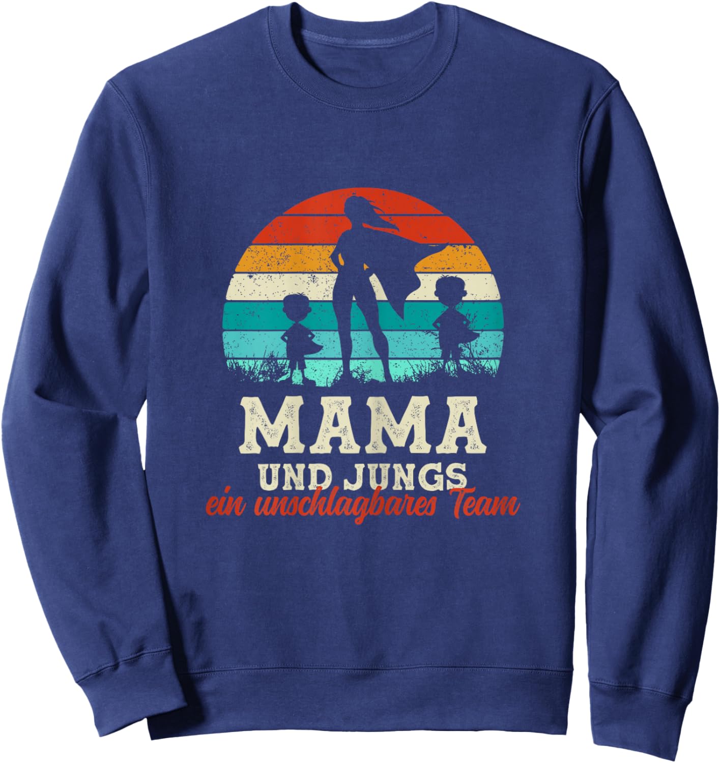 Team Mama Zwei Söhne Superheld Muttertag Stolze Super Mama Sweatshirt - Sweatshirt | Navy