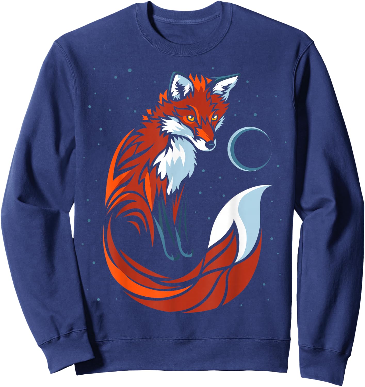 Tribal Tail Fox Graphic Design Sweatshirt - Sweatshirt | Navy