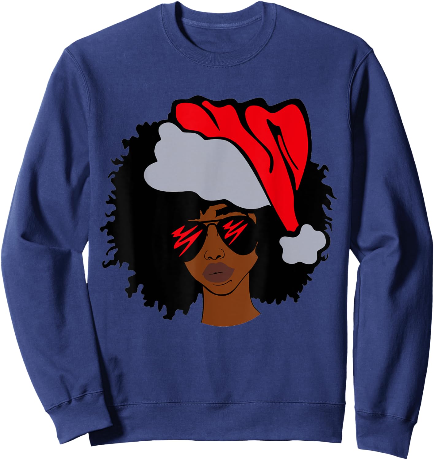 American African Christmas Santa Claus Sweatshirt - Sweatshirt | Navy